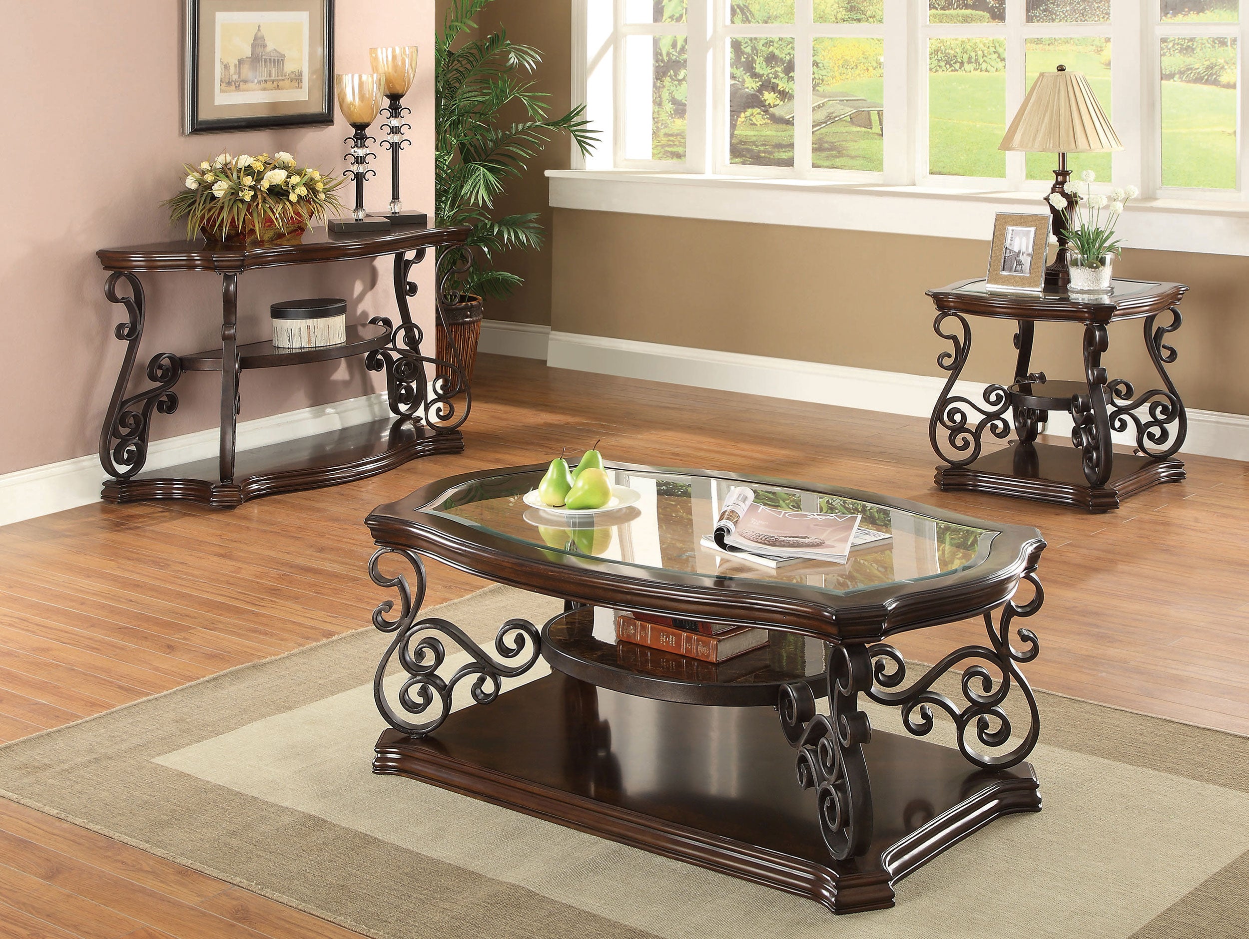 Laney 1-shelf Glass Top Square End Table Deep Merlot — view 10