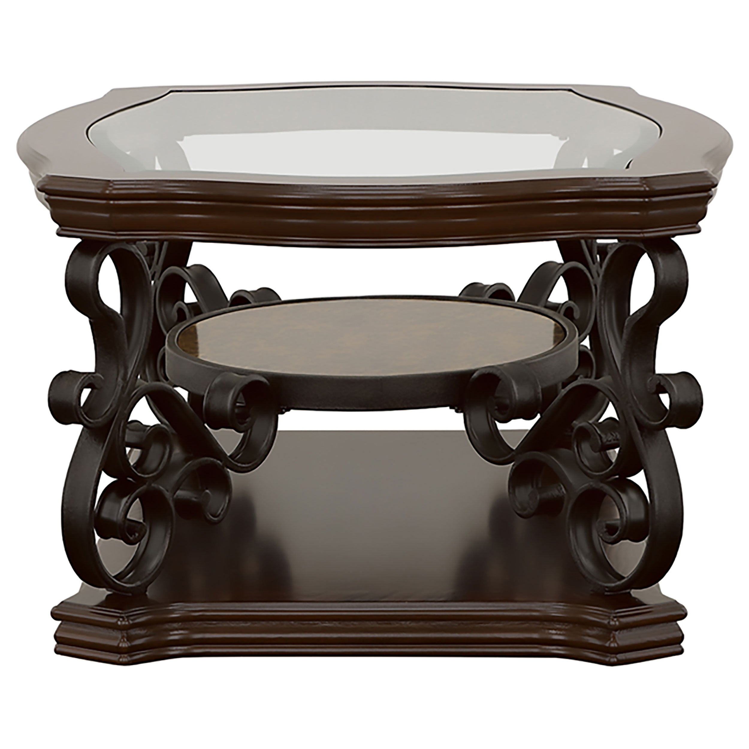 Laney 2-piece Glass Top Coffee and End Table Set Dark Merlot — view 7