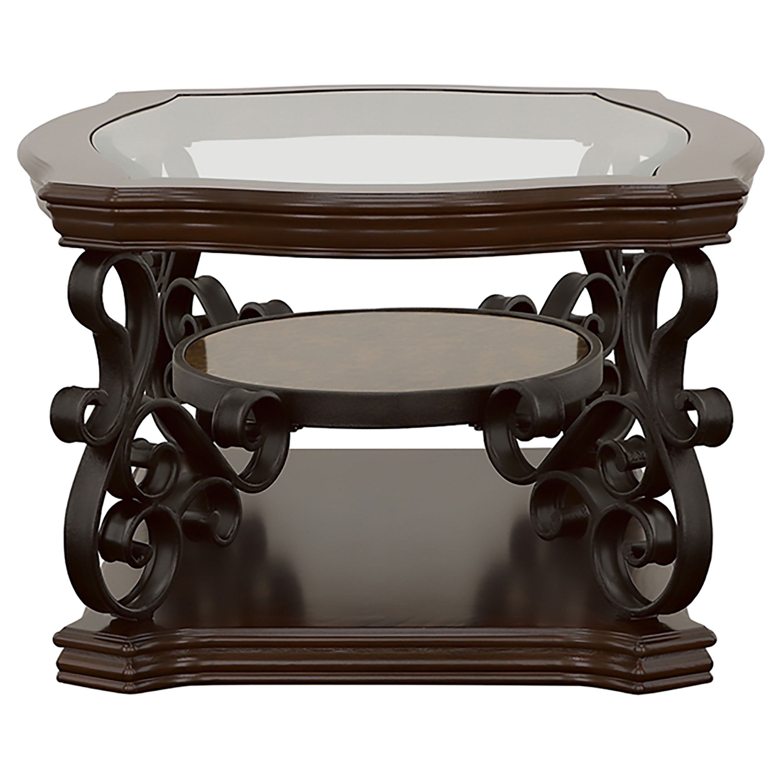 Laney 1-shelf Glass Top Rectangular Coffee Table Deep Merlot — view 5