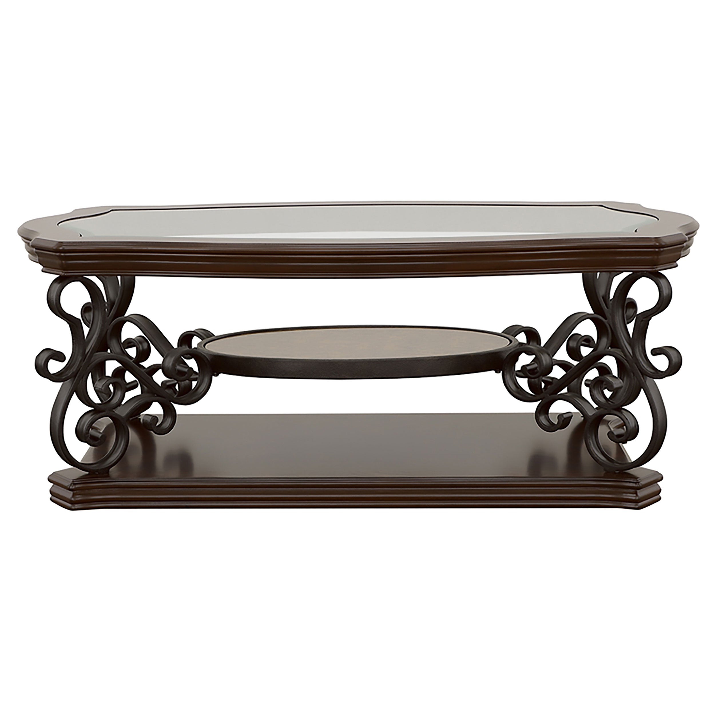 Laney 1-shelf Glass Top Rectangular Coffee Table Deep Merlot — view 6