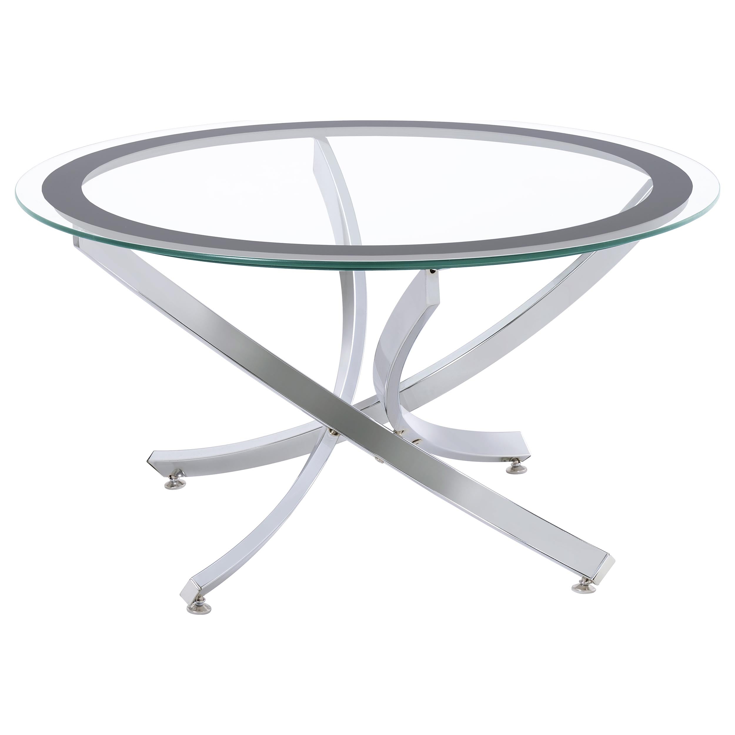 Brooke 3-piece Round Coffee and End Table Set Chrome — view 3