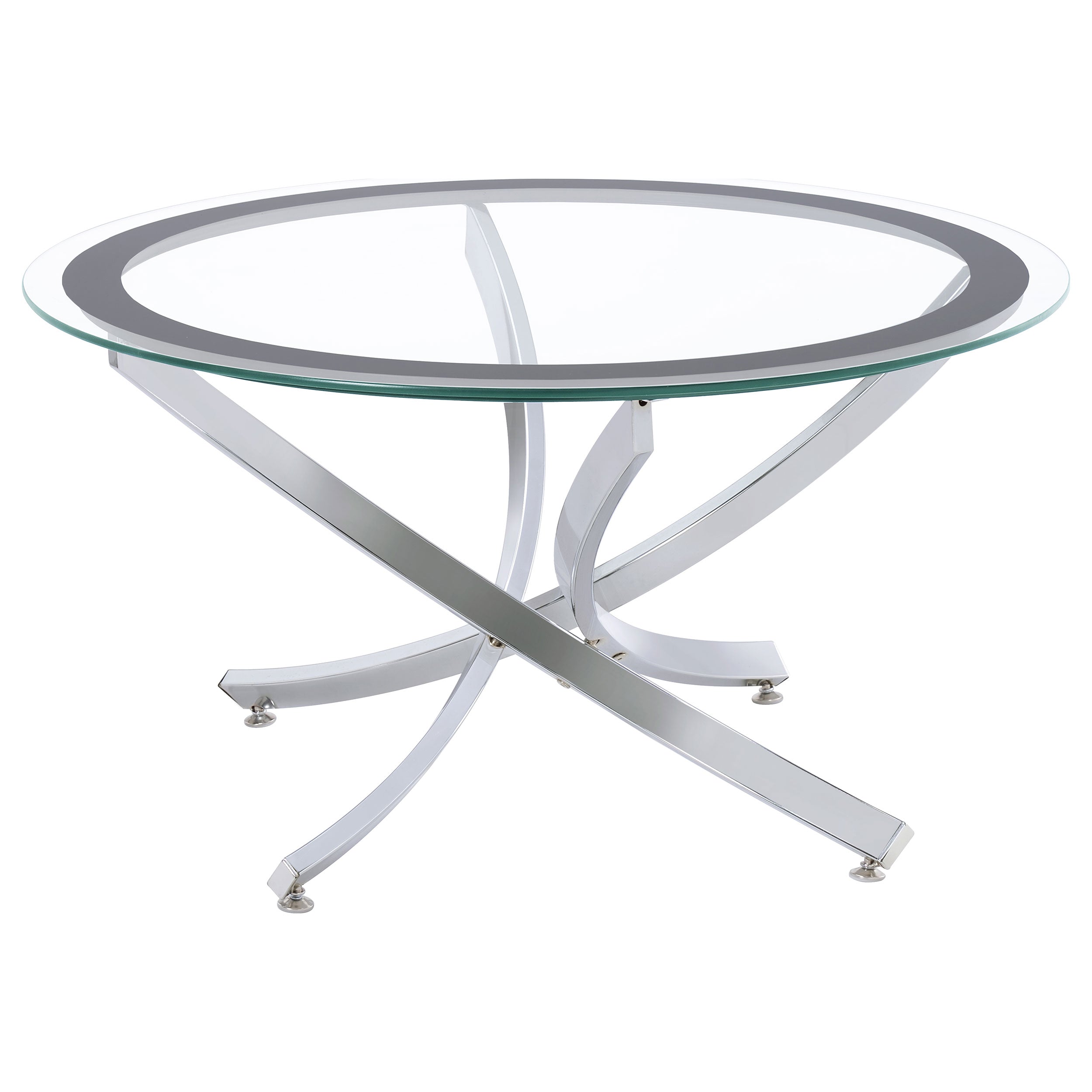Brooke Round Glass Top Coffee Table Metal Base Chrome — view 1