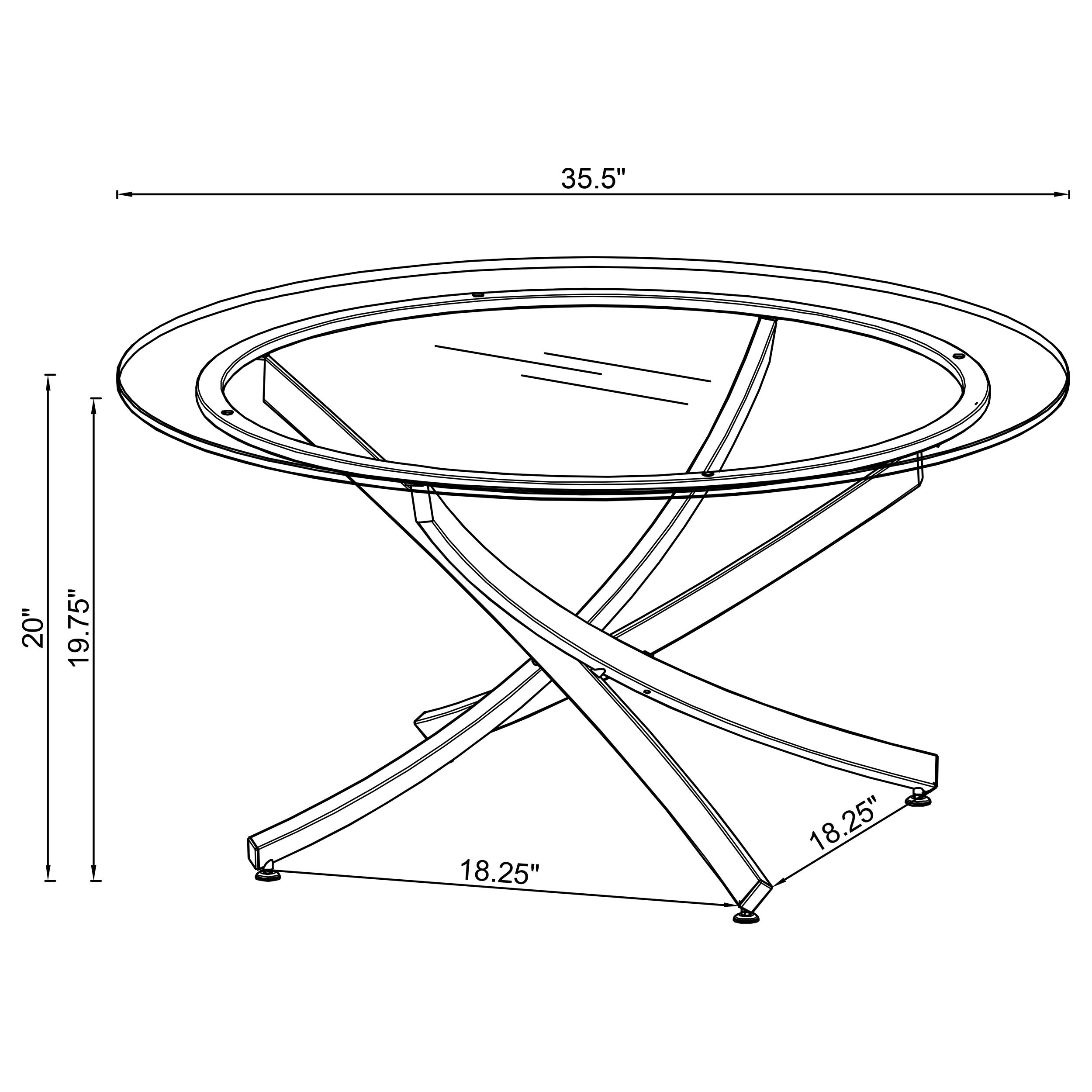 Brooke Round Glass Top Coffee Table Metal Base Chrome — view 3