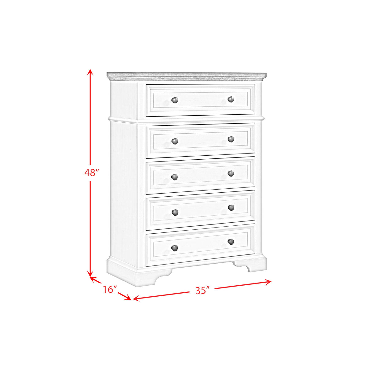 Eastwood Youth 5-Drawer Chest in Brown And White by Elements International, view 7