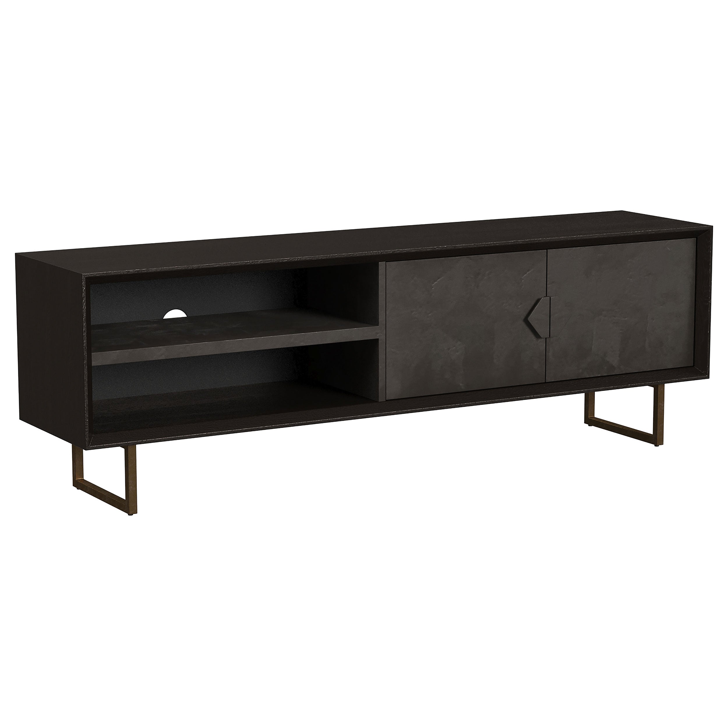 Marsden 2-door Mango Wood 70-inch TV Stand Charcoal Black — view 1