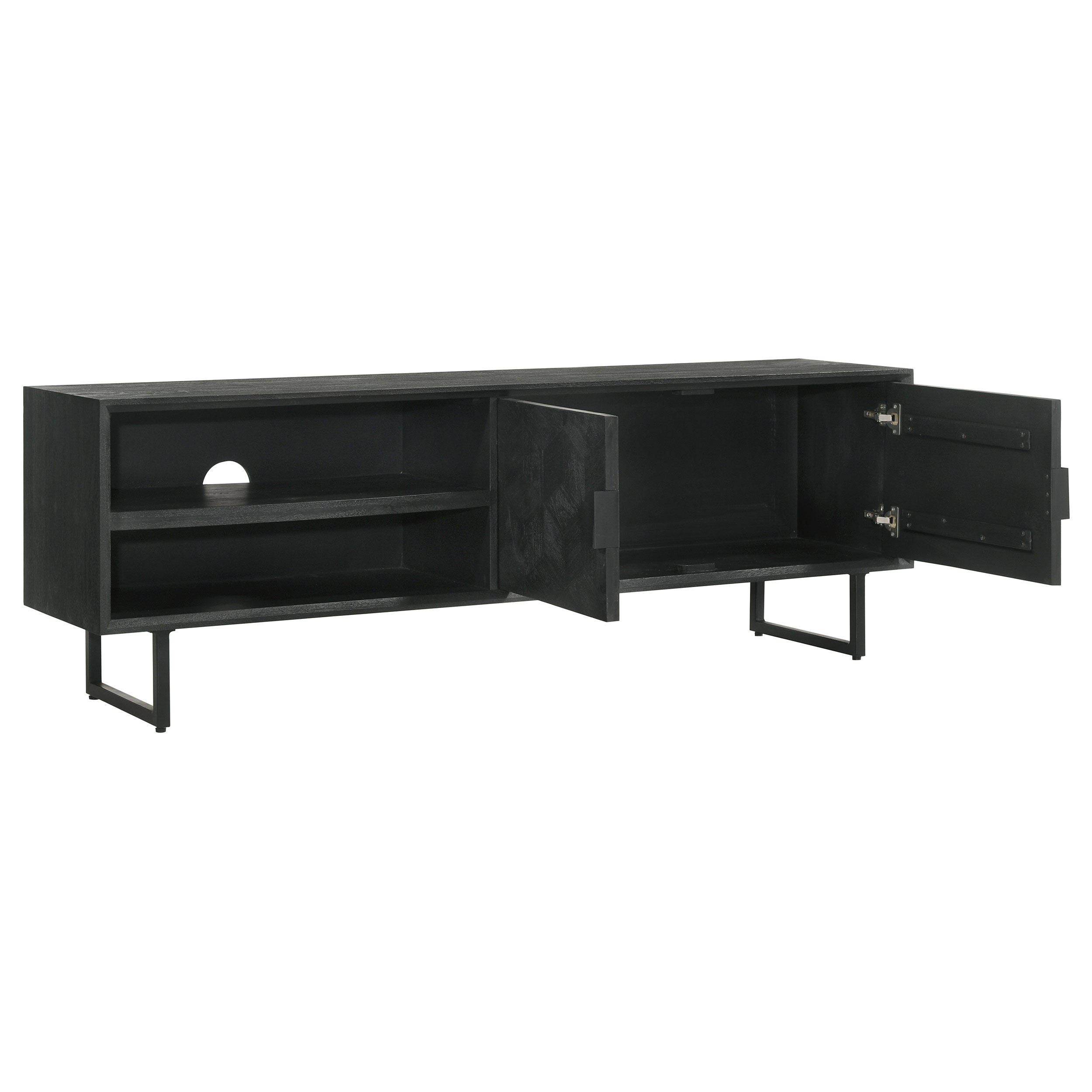 Marsden 2-door Mango Wood 70-inch TV Stand Charcoal Black — view 4