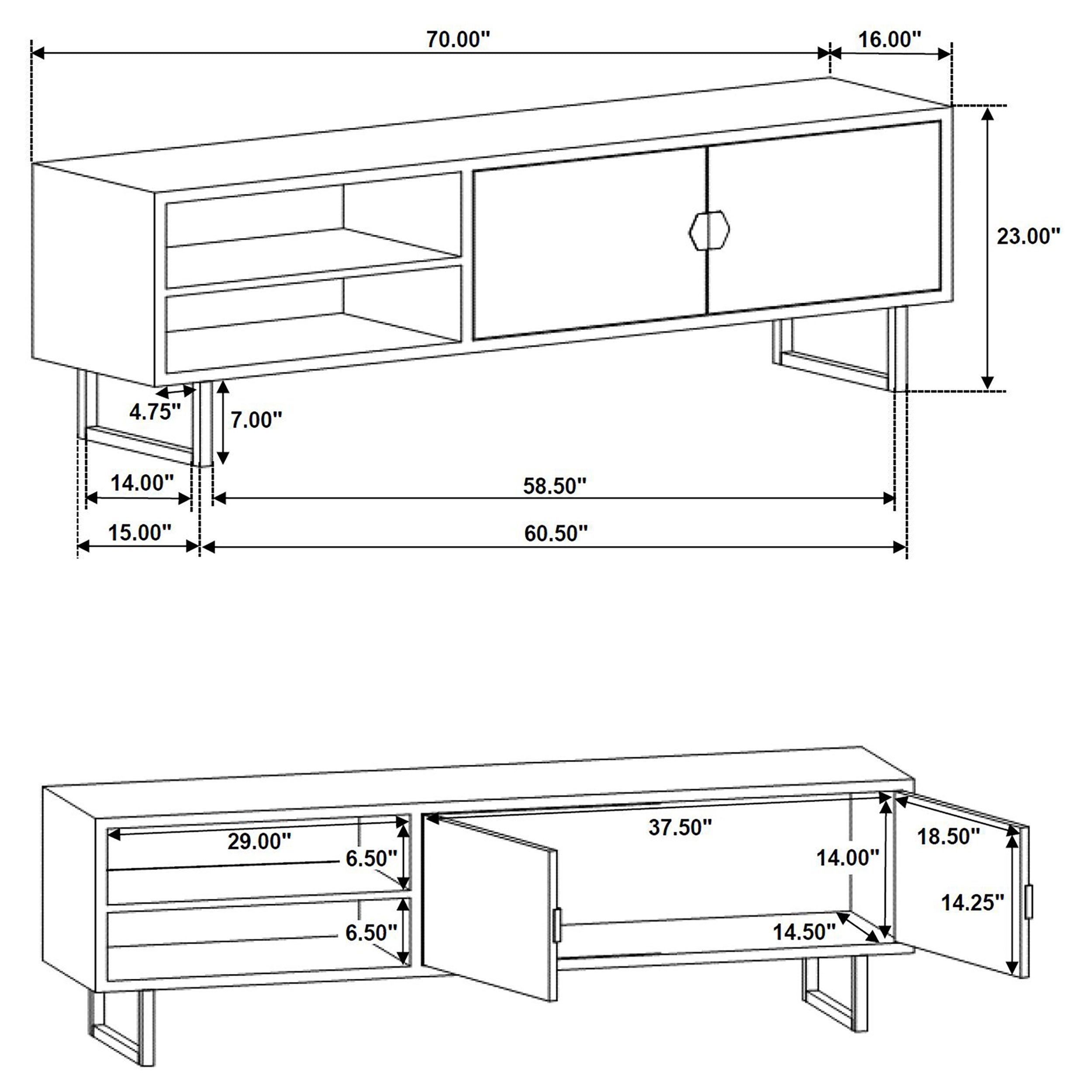 Marsden 2-door Mango Wood 70-inch TV Stand Charcoal Black — view 11