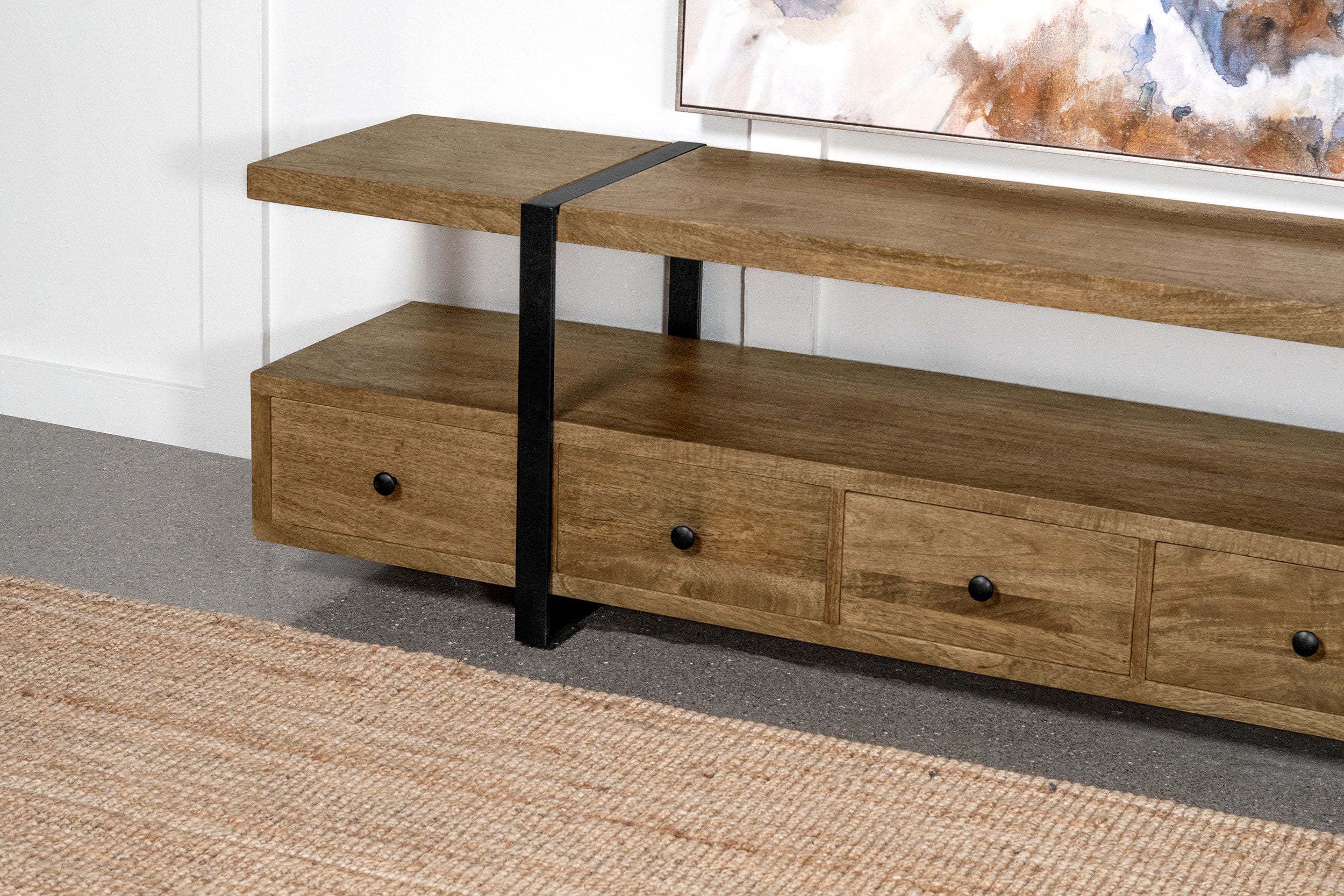 Otto 5-drawer Mango Wood 70-inch TV Stand Media Console Brown — view 12