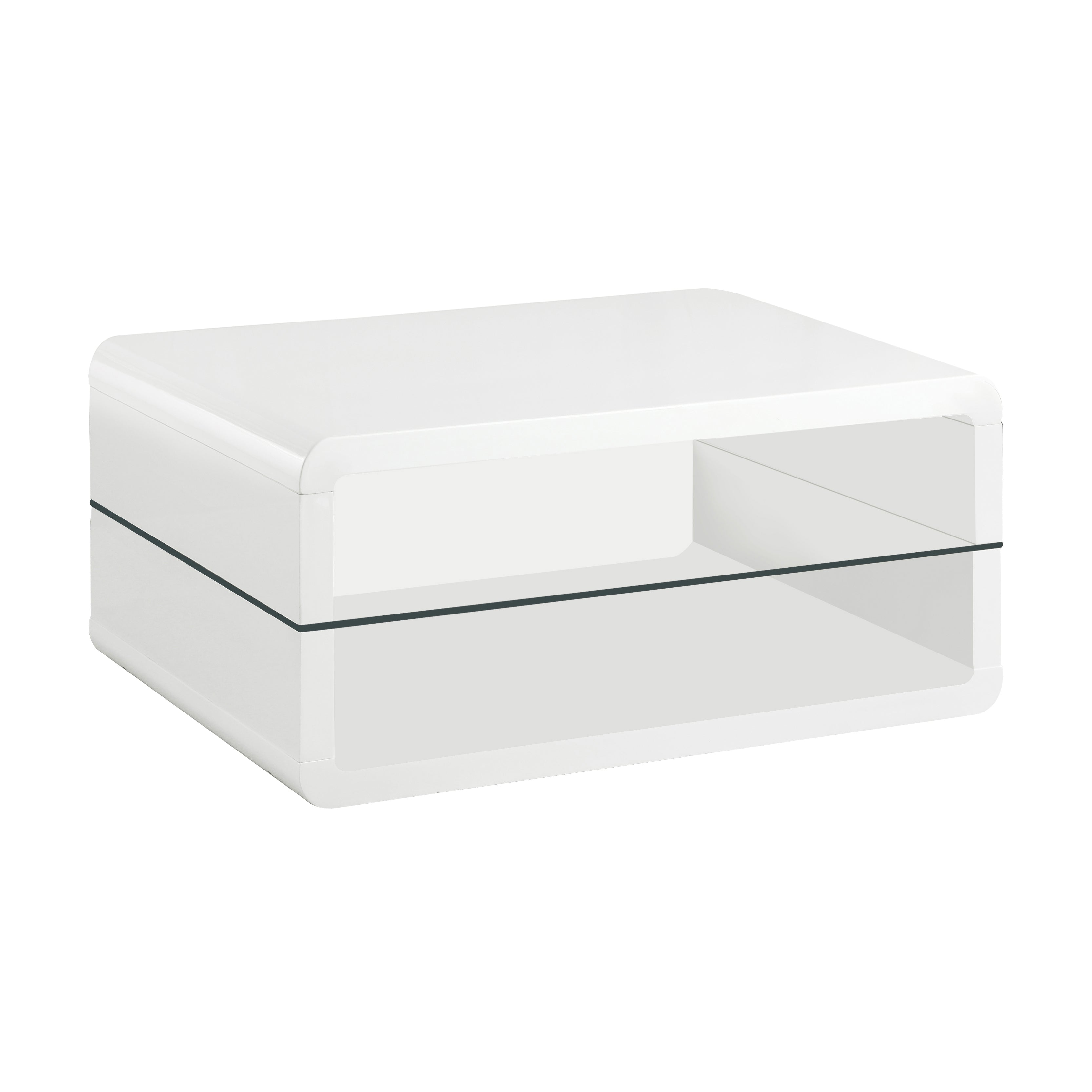 Elana 1-shelf Rectangular Coffee Table White High Gloss — view 1