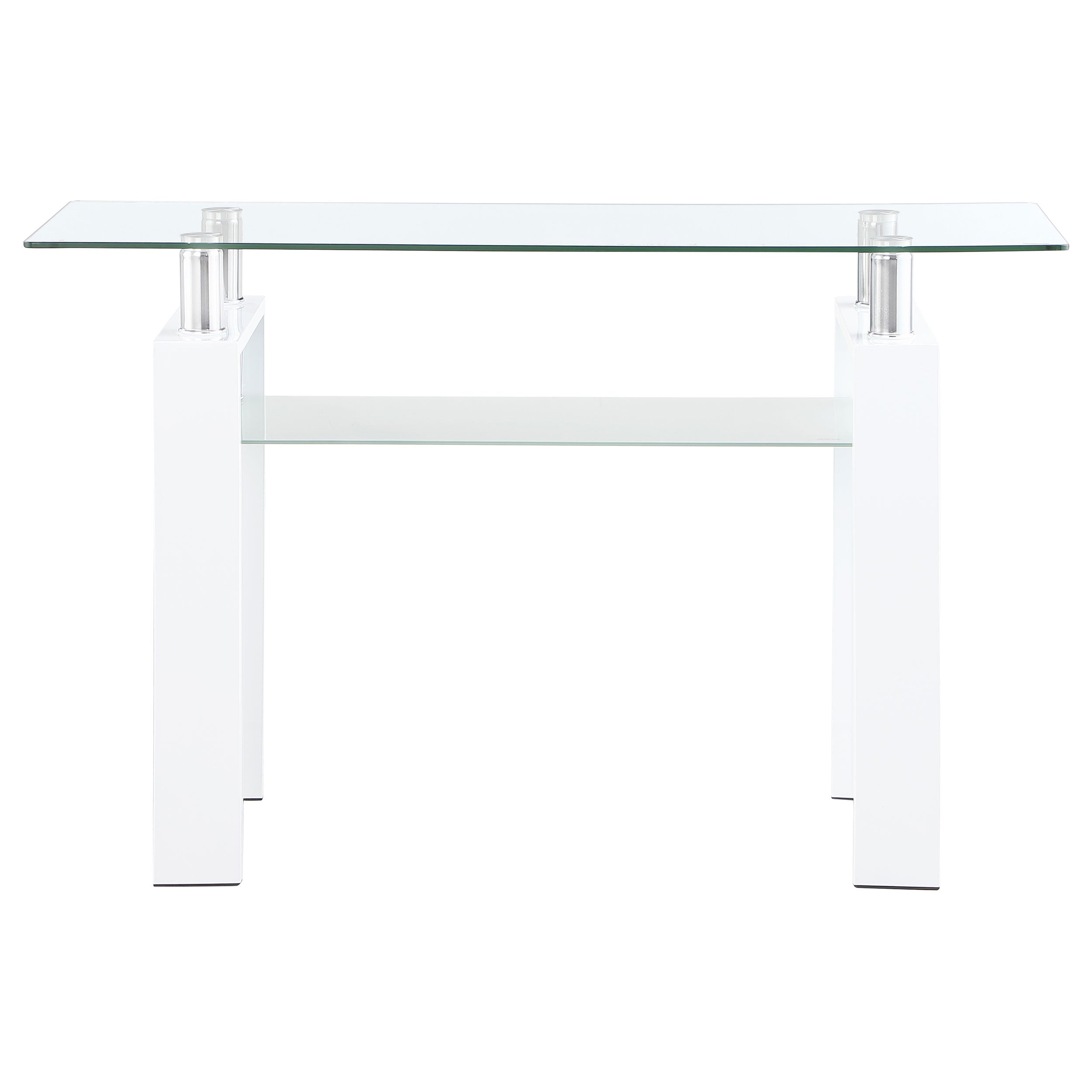 Dyer Rectangular Glass Top Entryway Sofa Console Table White — view 3