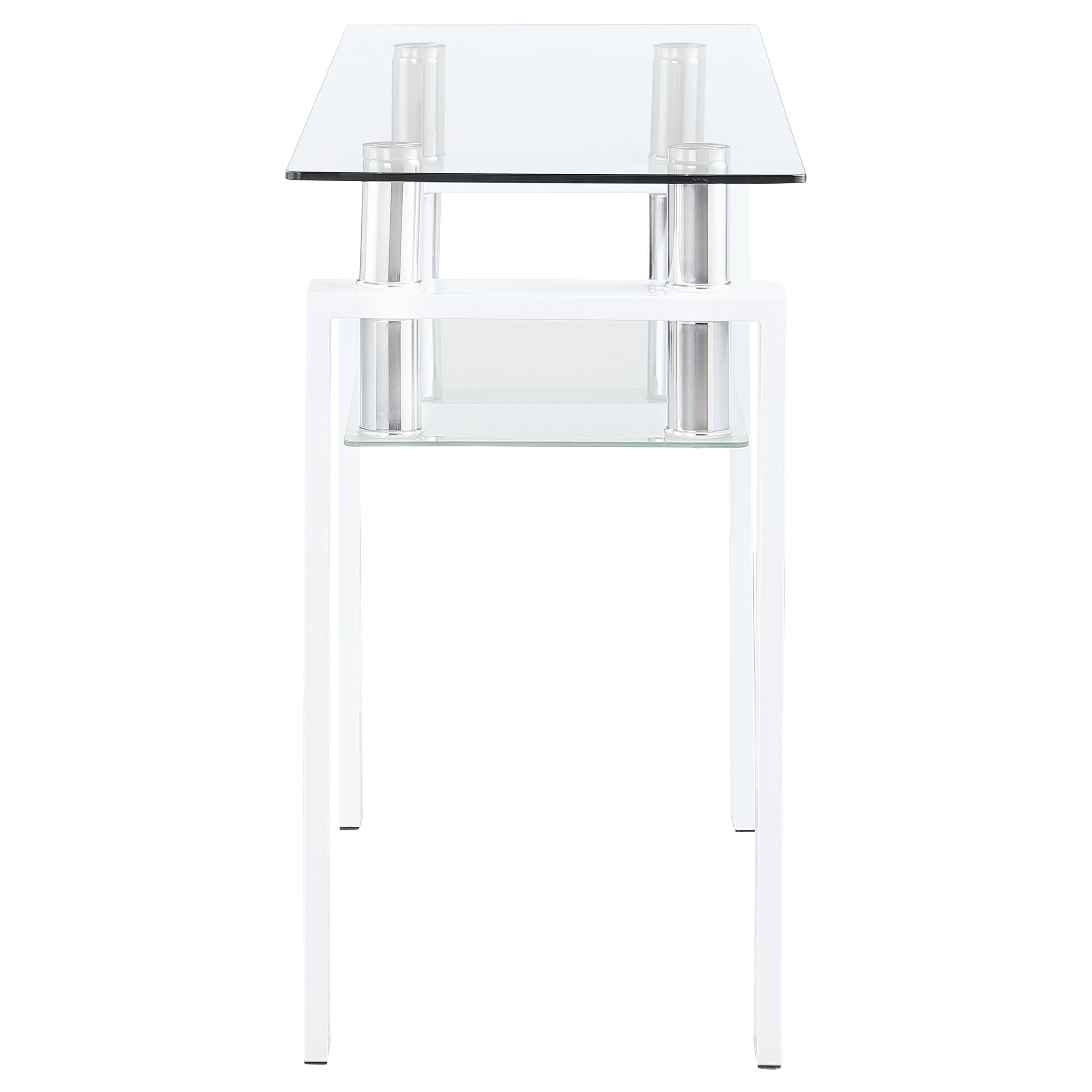 Dyer Rectangular Glass Top Entryway Sofa Console Table White — view 4