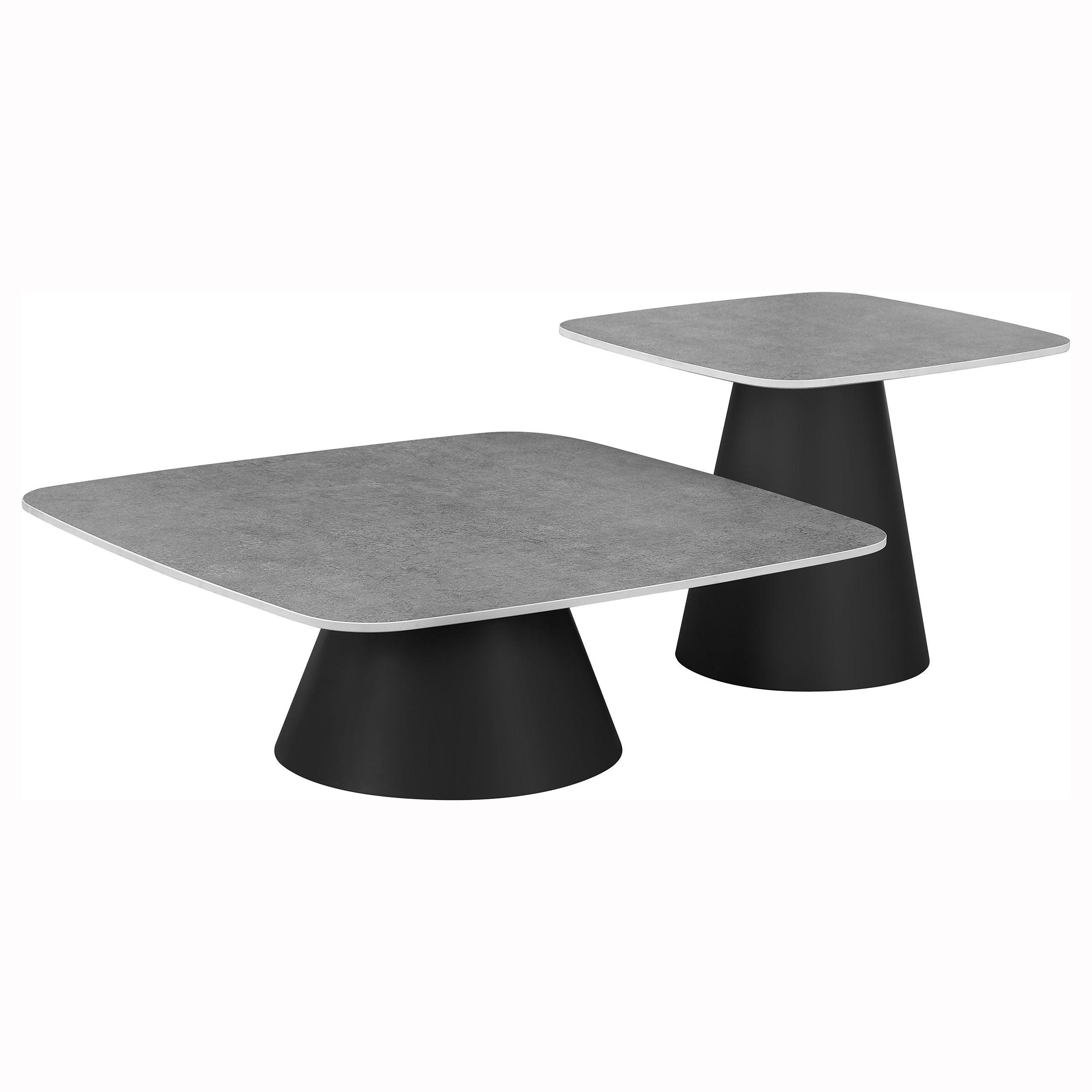 Eason 2-piece Cocktail Coffee Table Set Concrete and Black — view 1