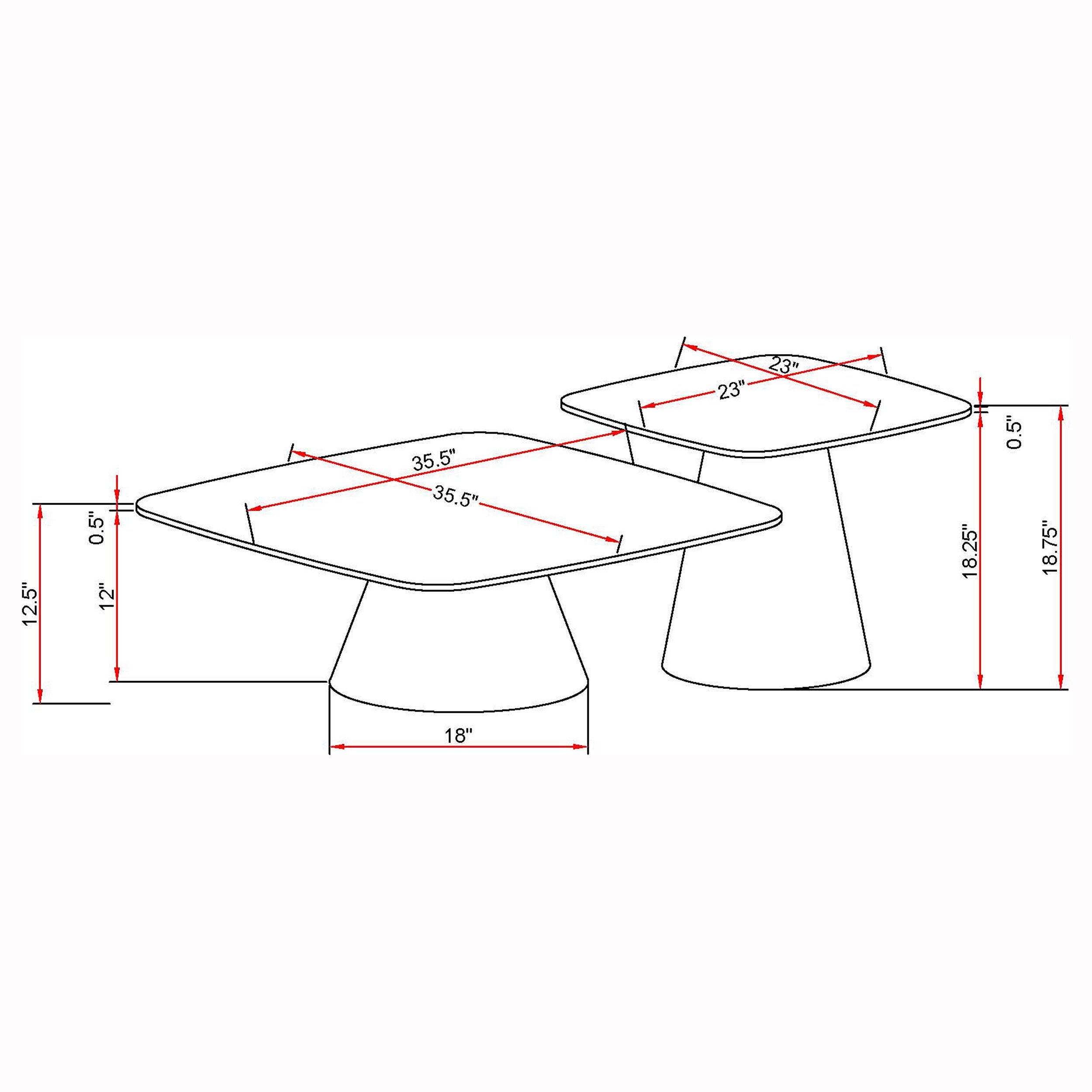 Eason 2-piece Cocktail Coffee Table Set Concrete and Black — view 10