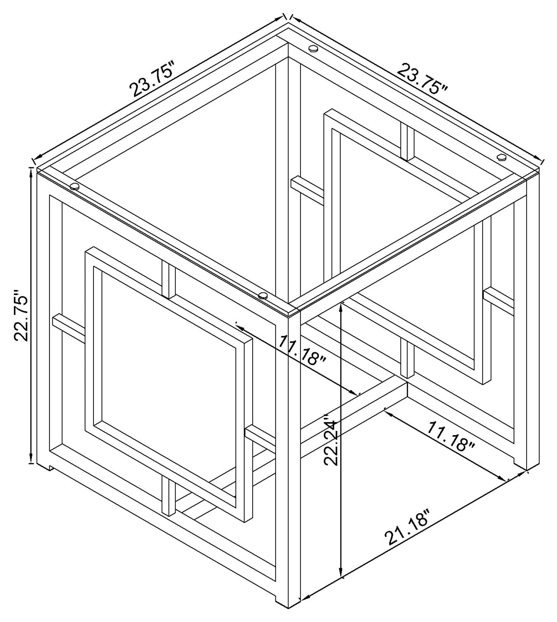 Merced Square Glass Top Side End Table Nickel — view 3