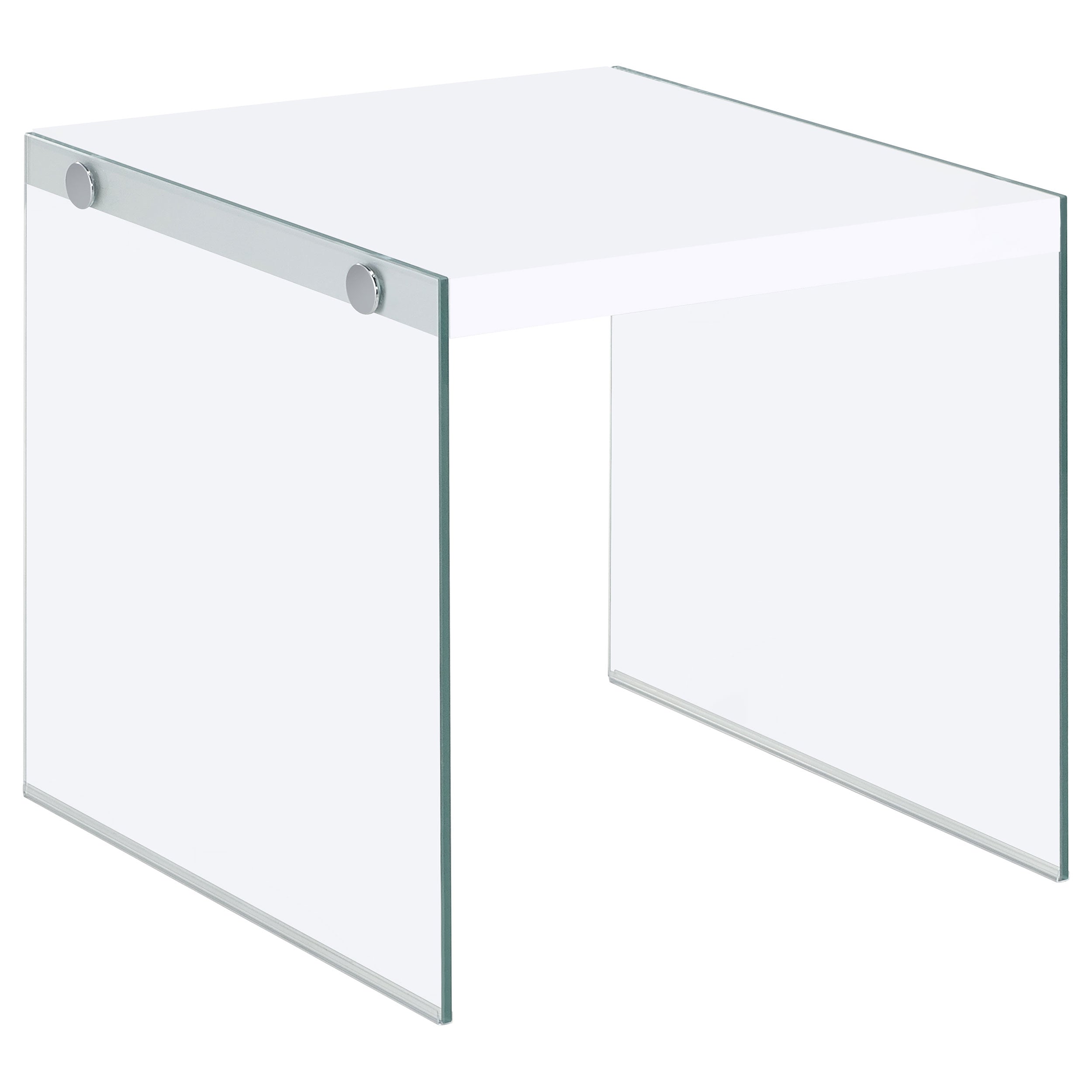 Opal Square Glass Frame Side End Table White High Gloss — view 1