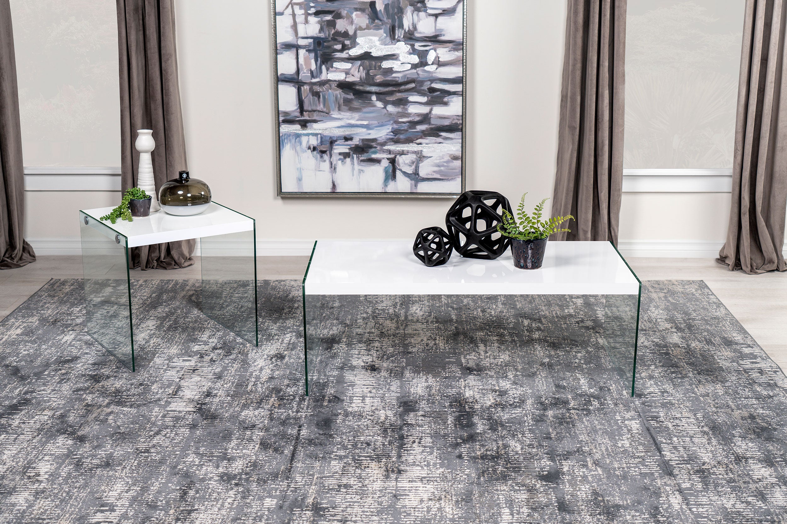 Opal Square Glass Frame Side End Table White High Gloss — view 11