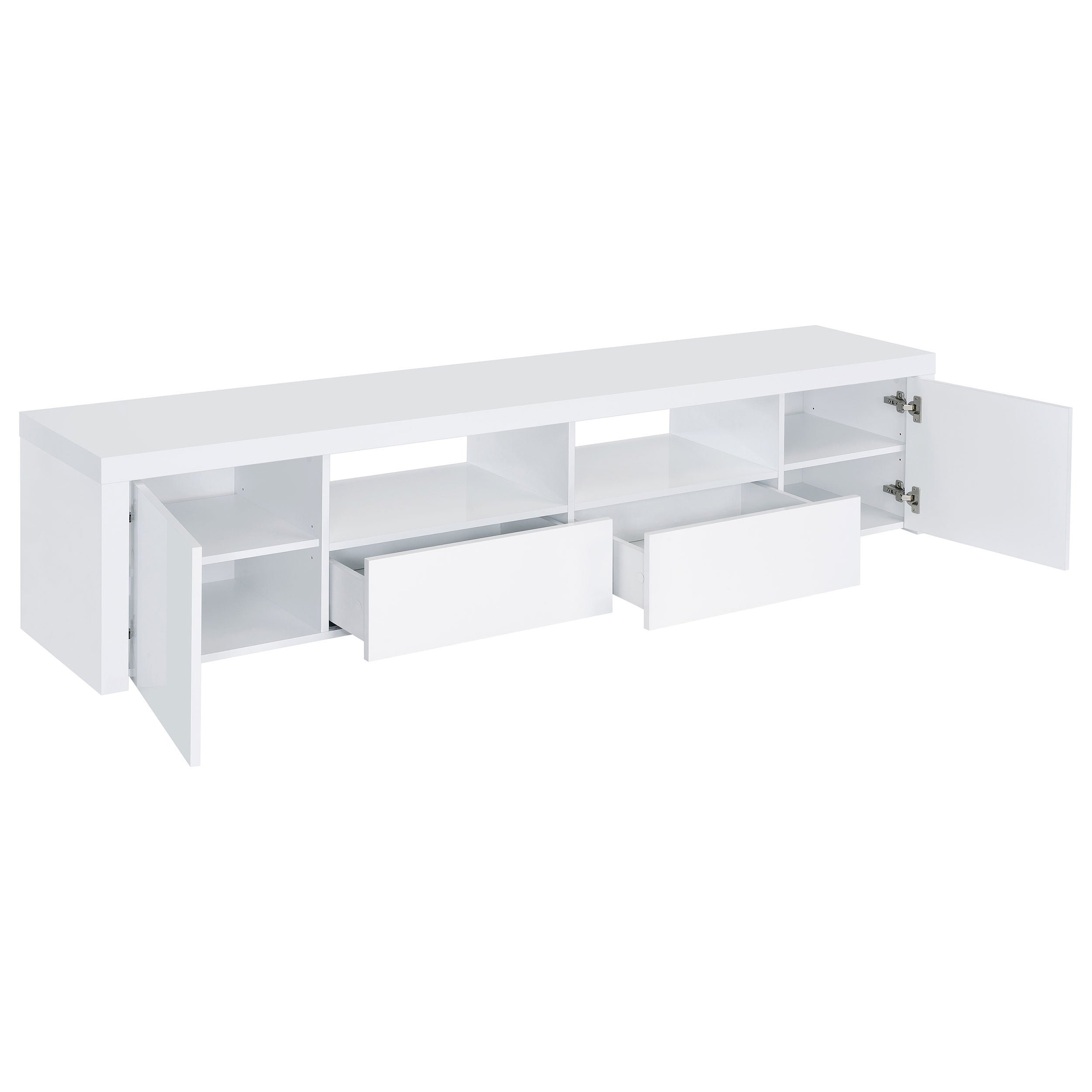 Jude 2-door Engineered Wood 79-inch TV Stand High Gloss White — view 3