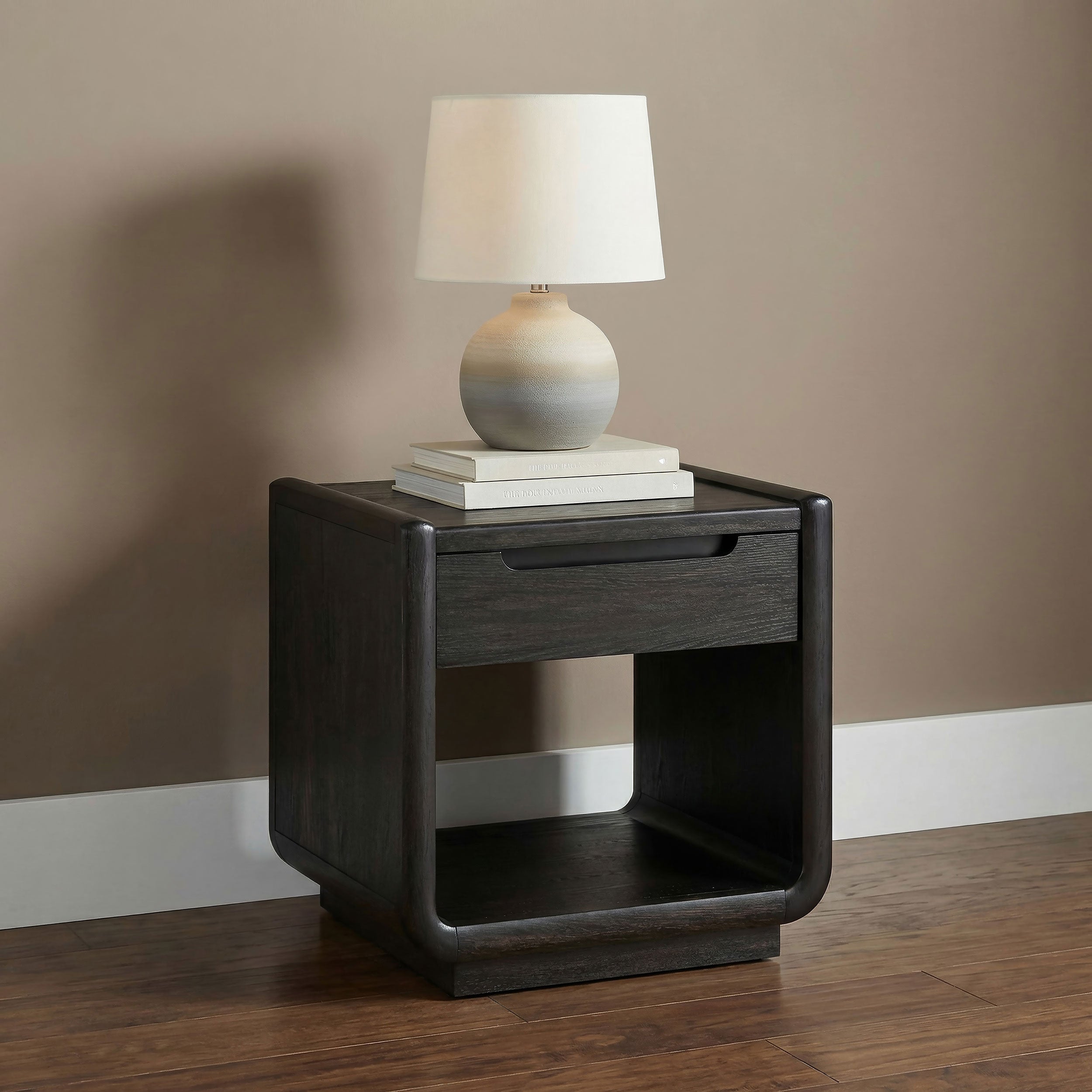 Leandro 1-drawer Wood Occasional Side End Table Burnished Black — view 2