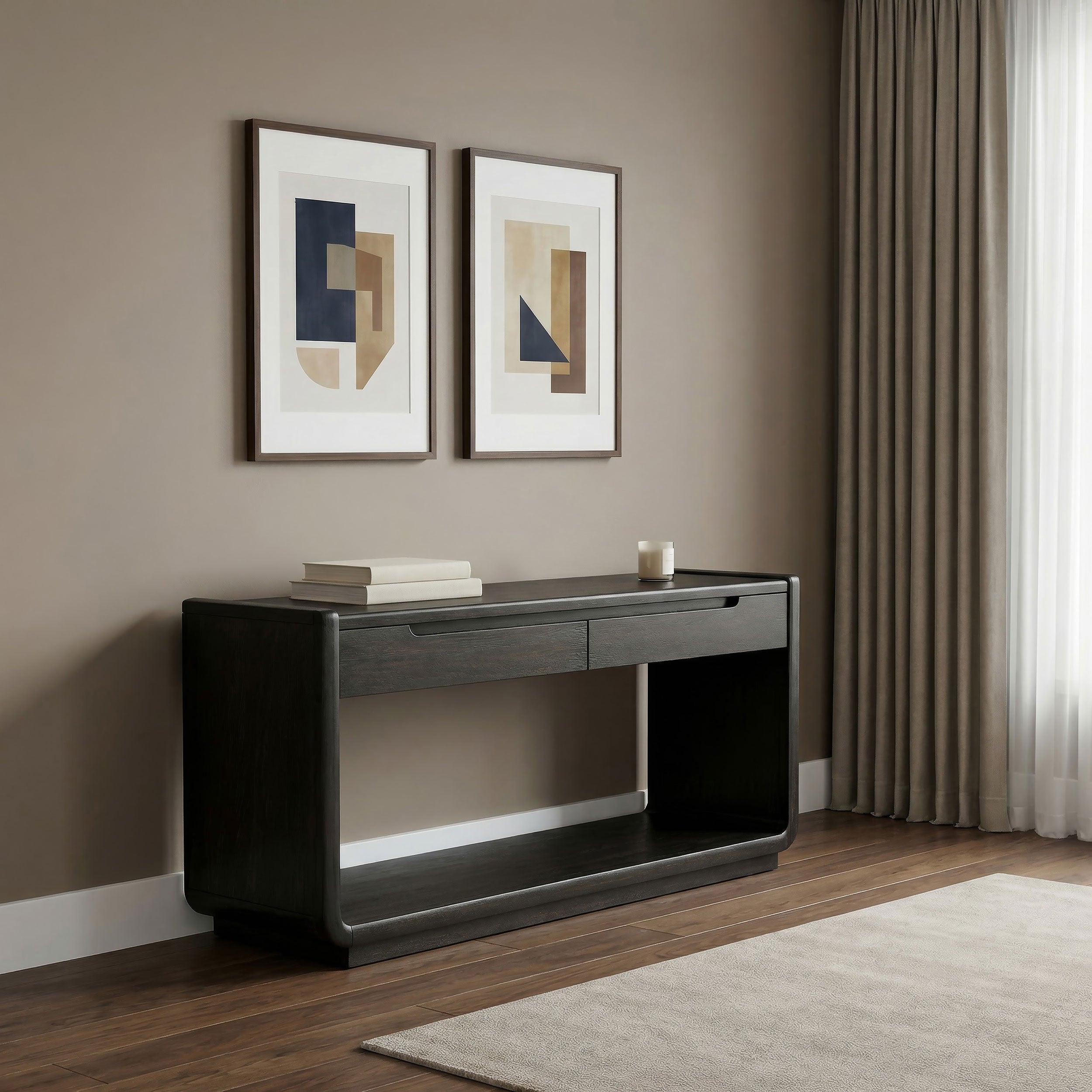 Leandro 2-drawer Entryway Sofa Console Table Burnished Black — view 2