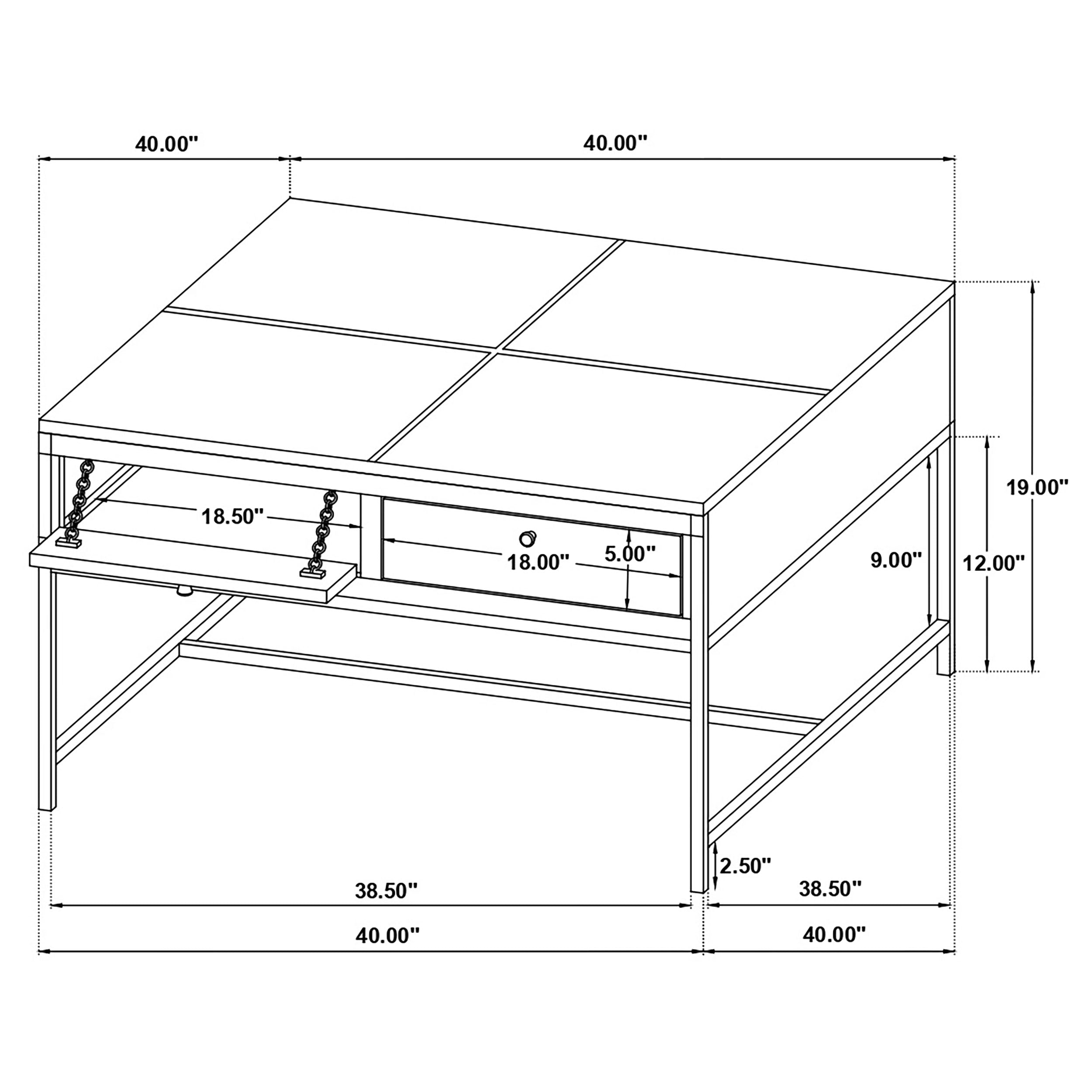 Stephie 4-drawer Square Glass Top Coffee Table Honey Brown — view 9