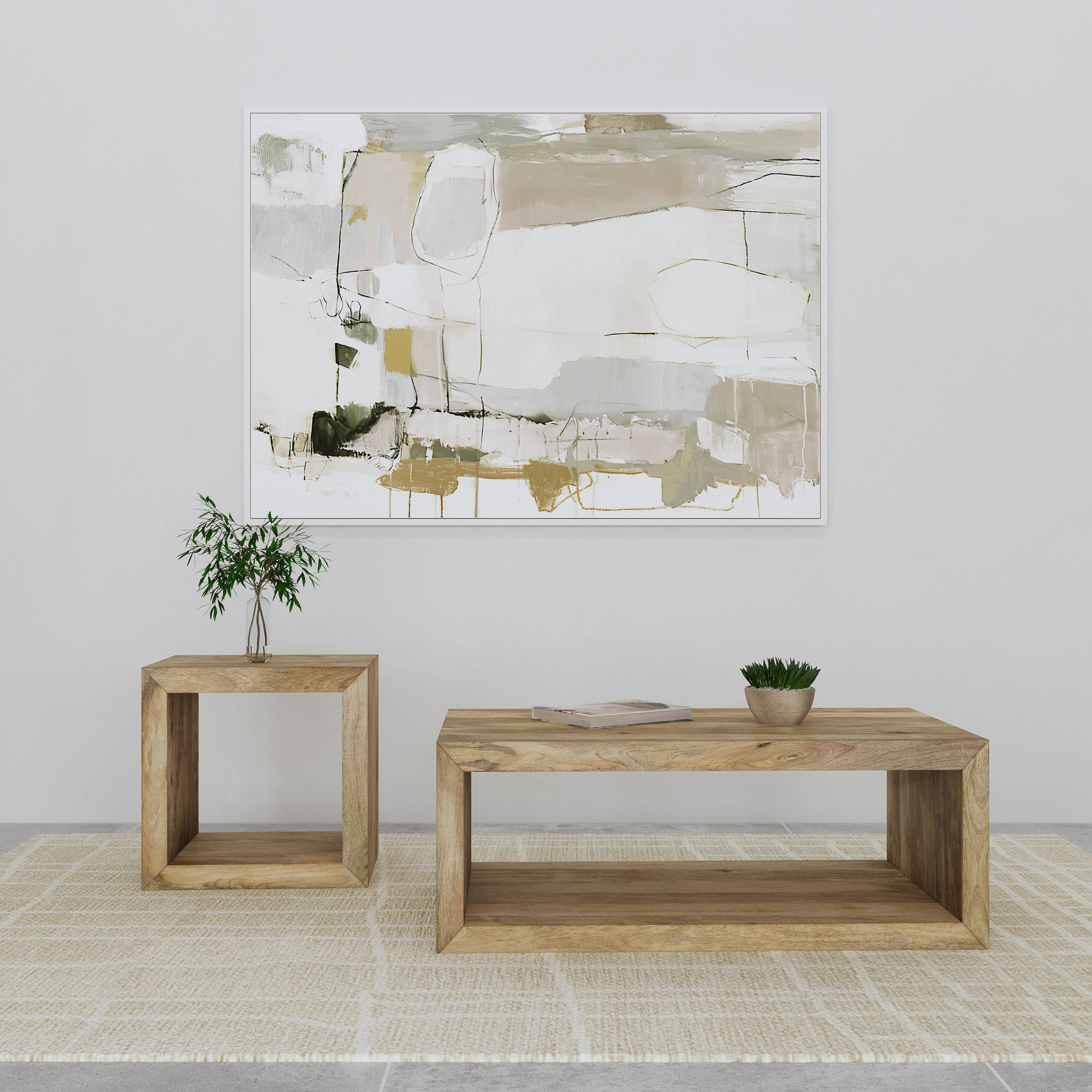Benton 2-piece Solid Mango Coffee and End Table Set Natural — view 1