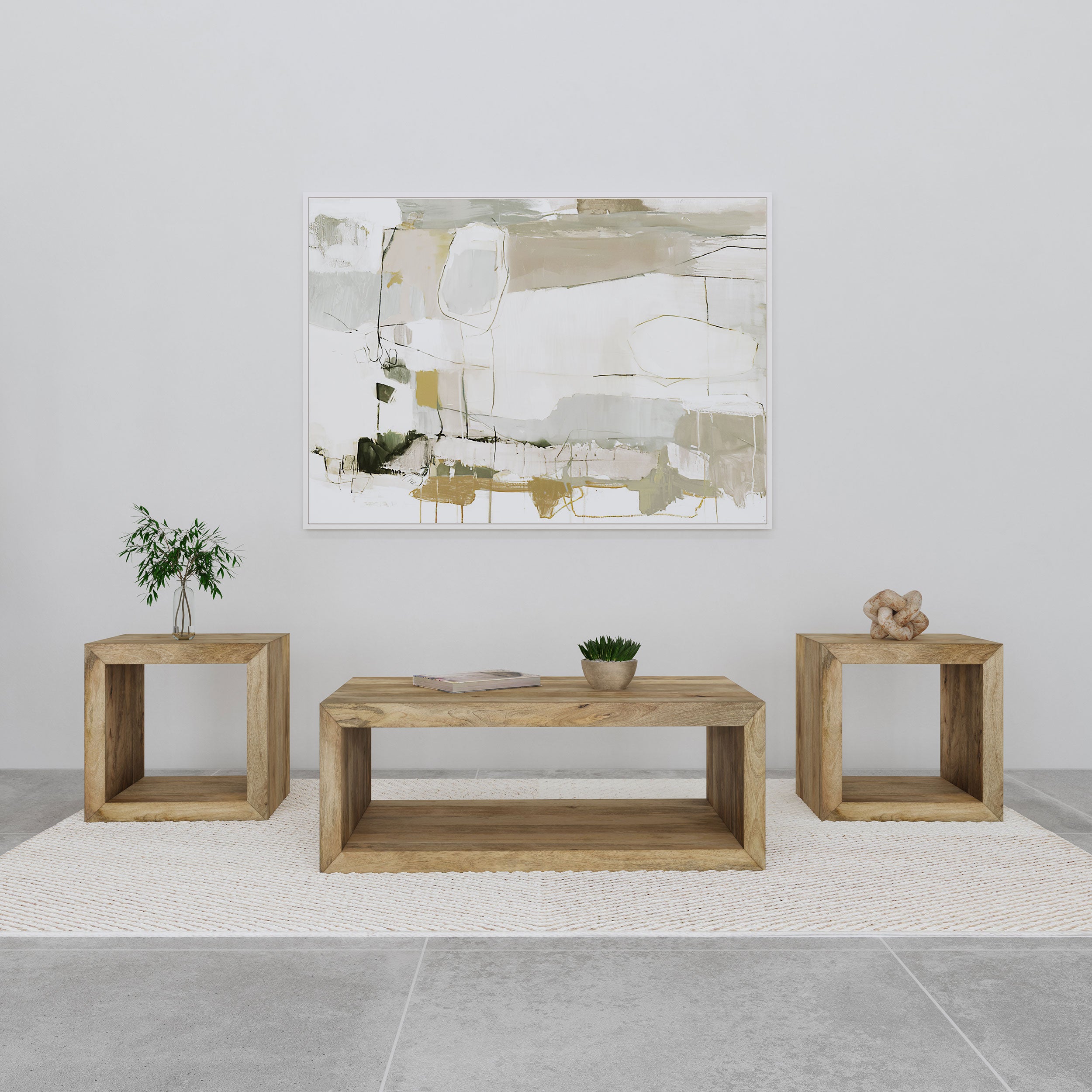 Benton 3-piece Solid Mango Coffee and End Table Set Natural — view 1