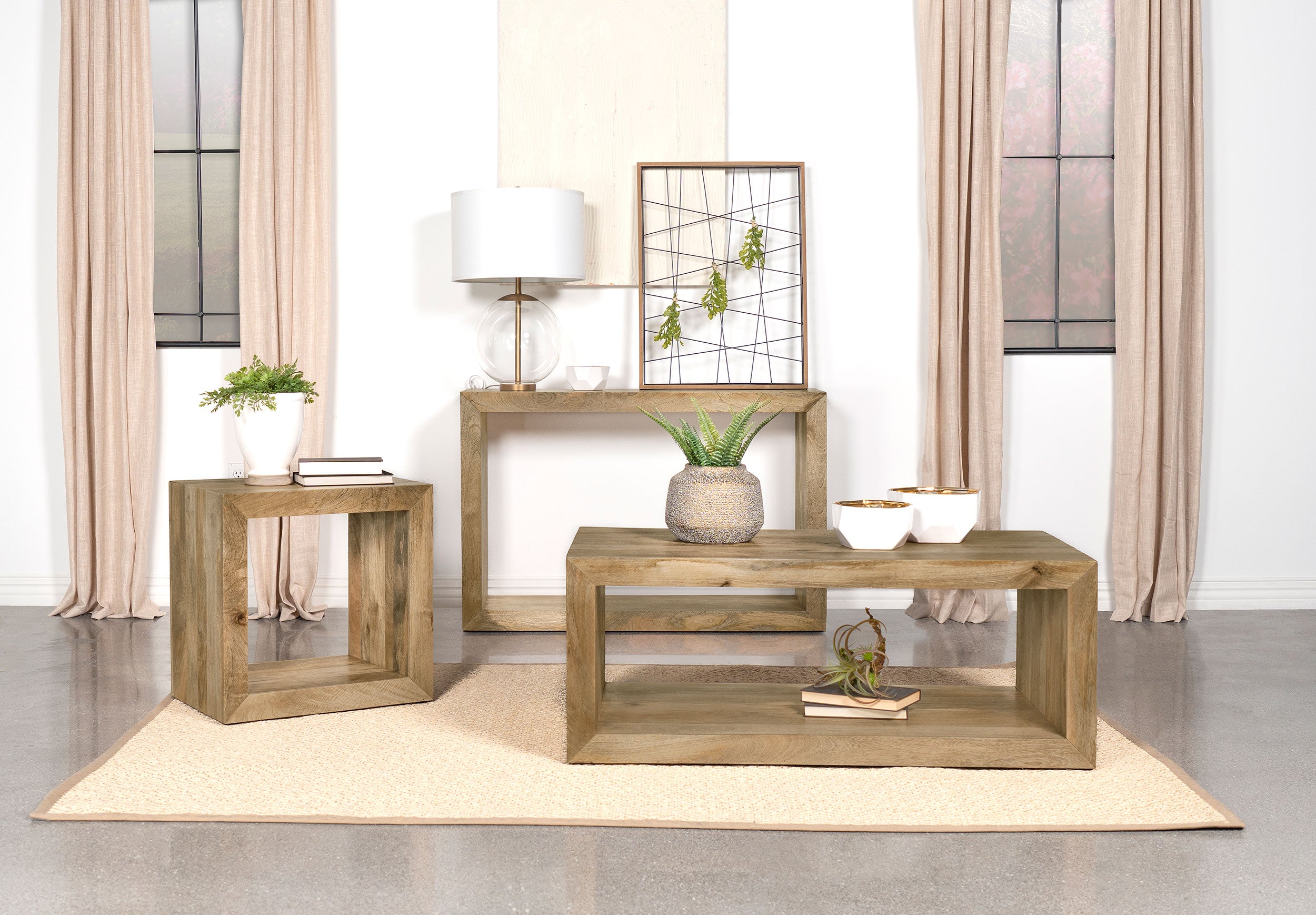 Benton Rectangular Solid Wood Sofa Console Table Natural — view 8
