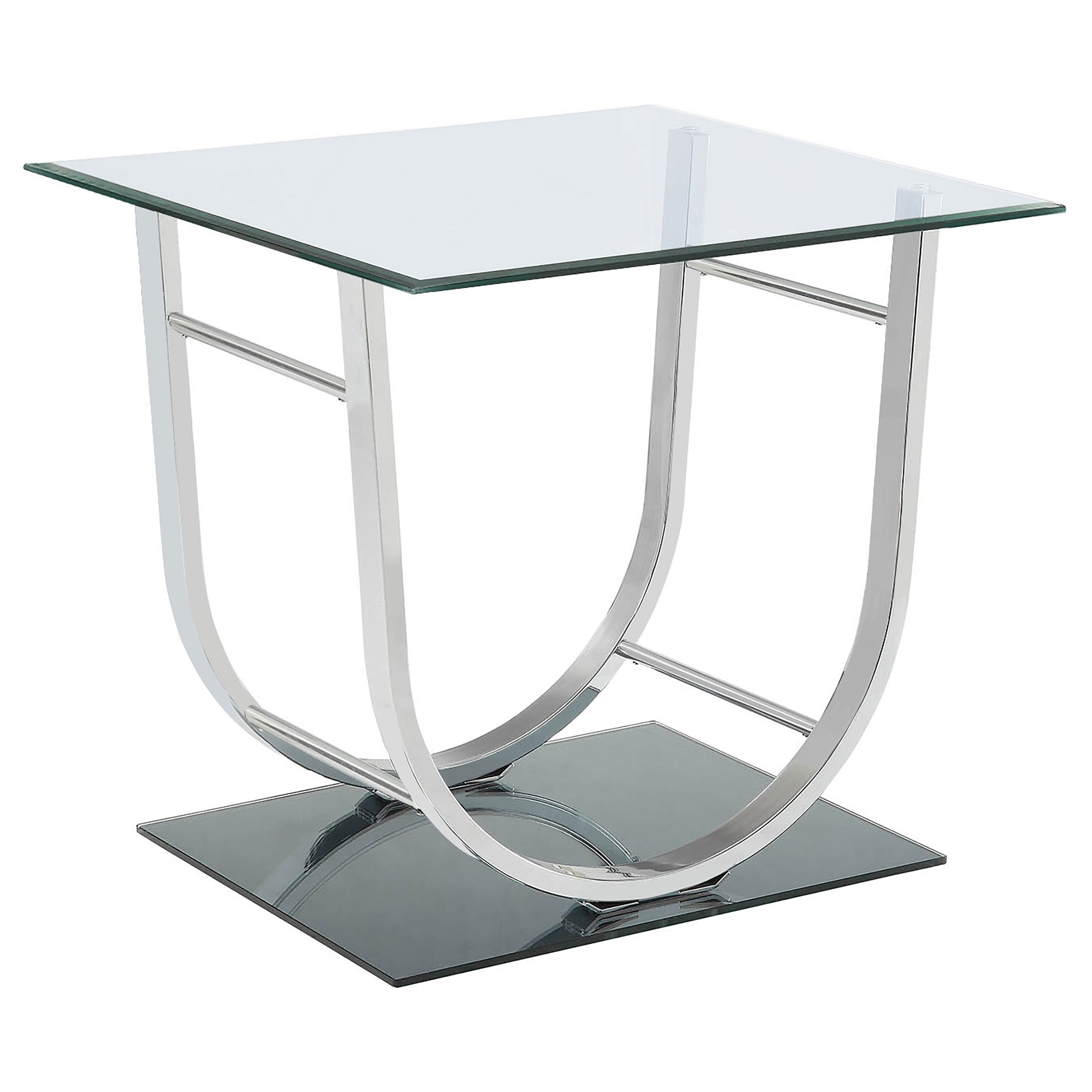 Danville Square U-Shaped Glass Top Side End Table Chrome — view 1
