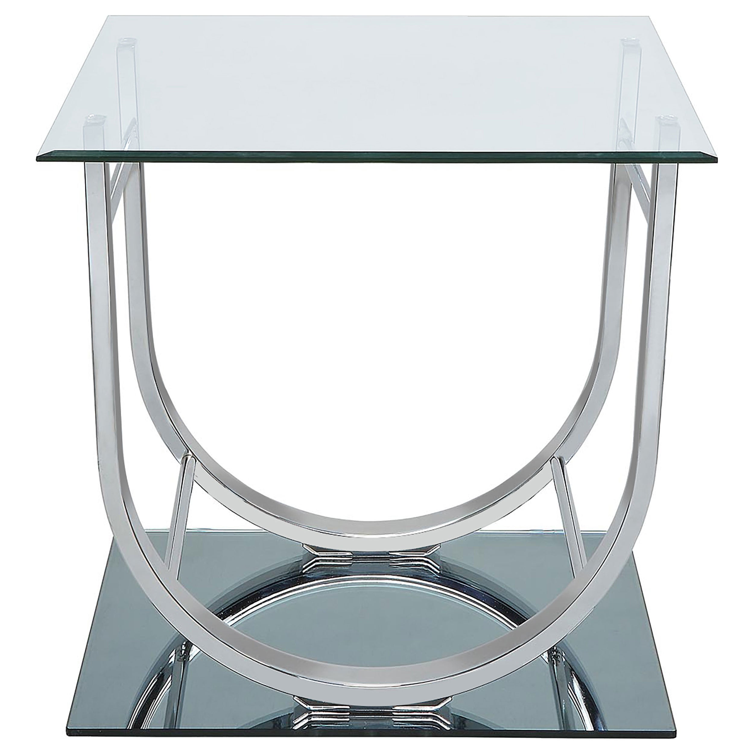 Danville Square U-Shaped Glass Top Side End Table Chrome — view 3