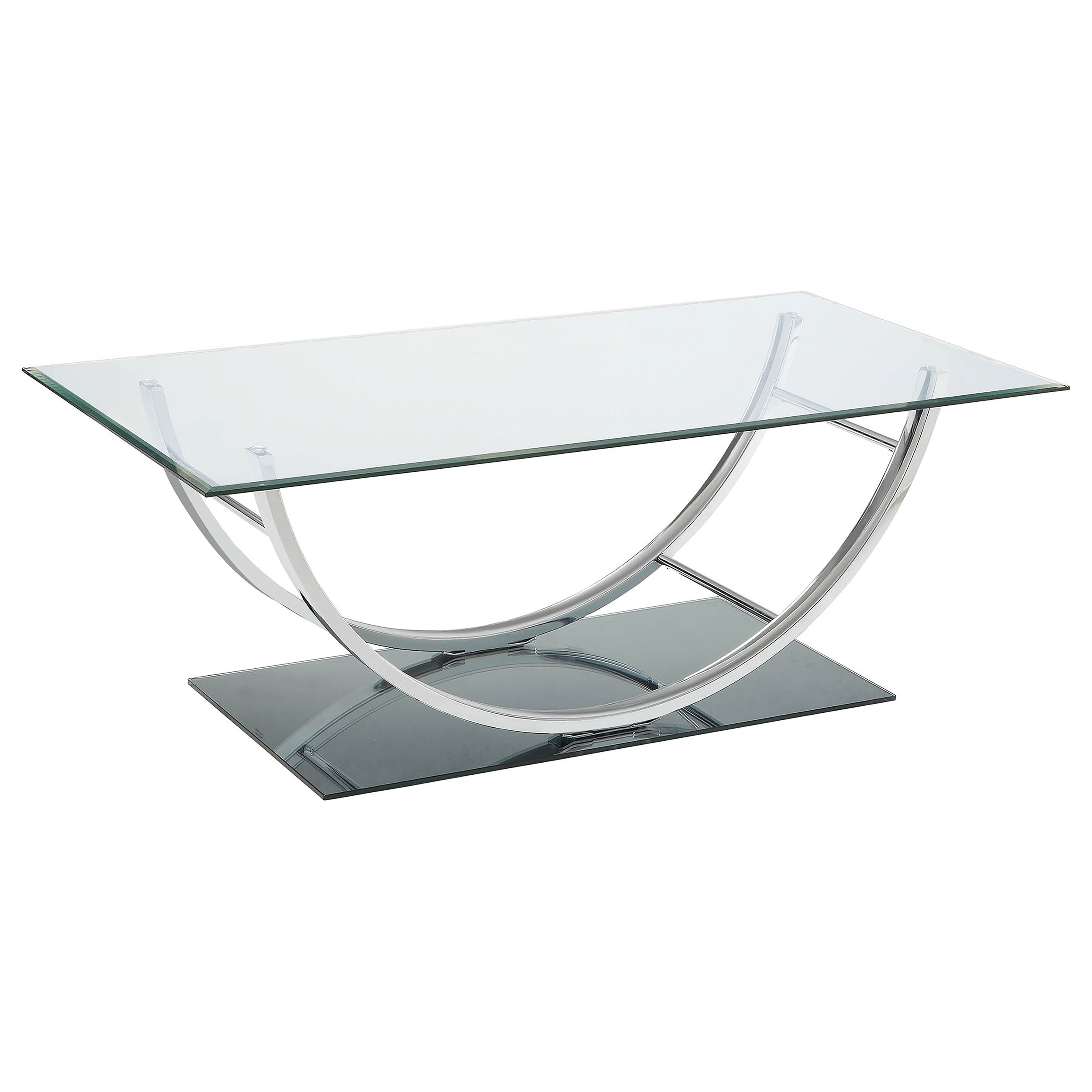 Danville Rectangular U-Shaped Glass Top Coffee Table Chrome — view 1