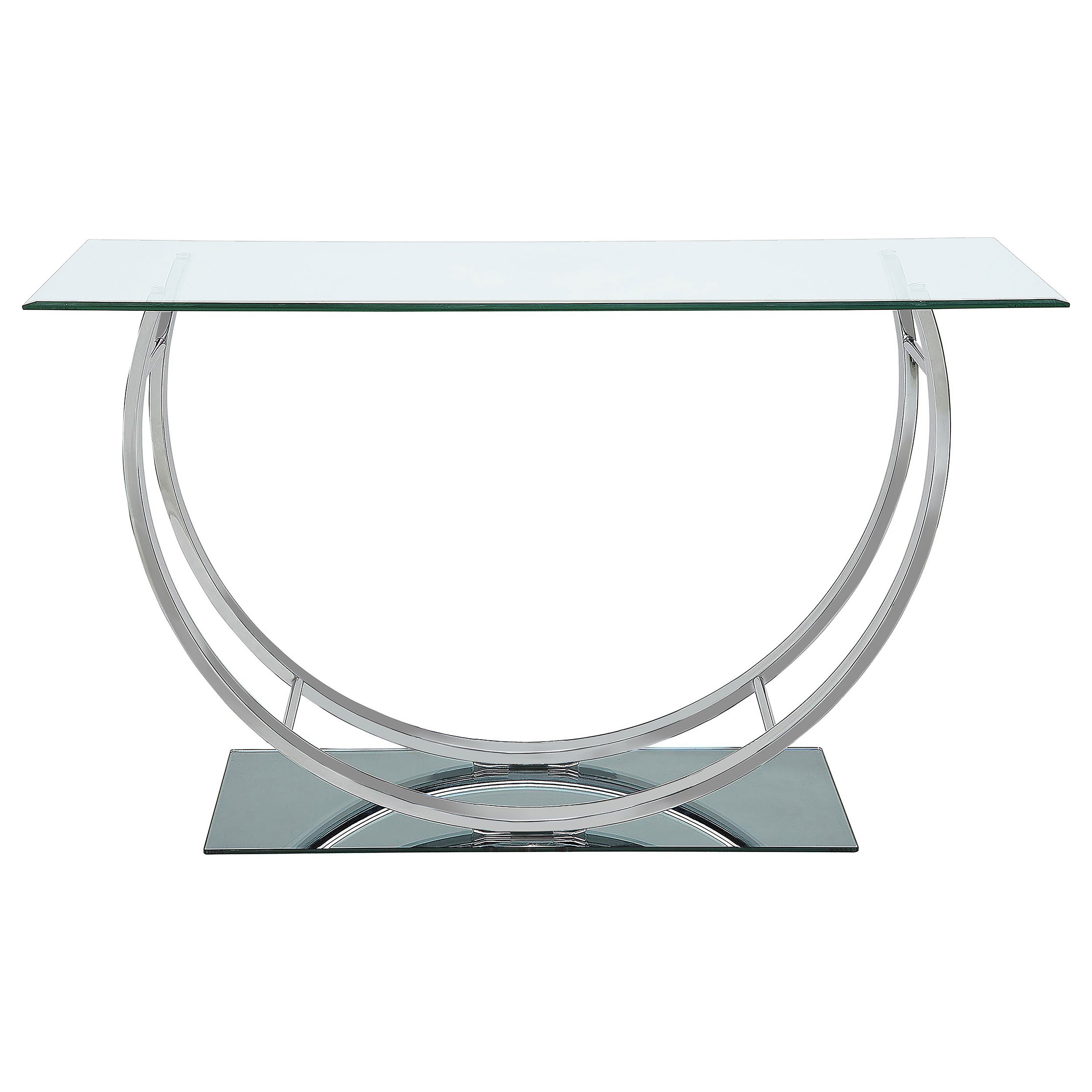 Danville U-shaped Glass Top Entryway Console Table Chrome — view 3