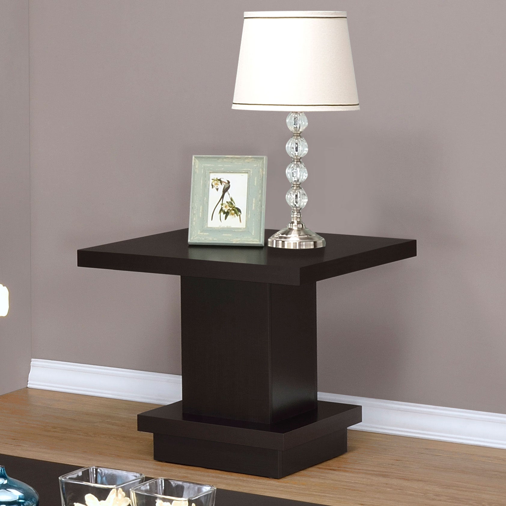 Reston Square Engineered Wood Side End Table Cappuccino — view 2