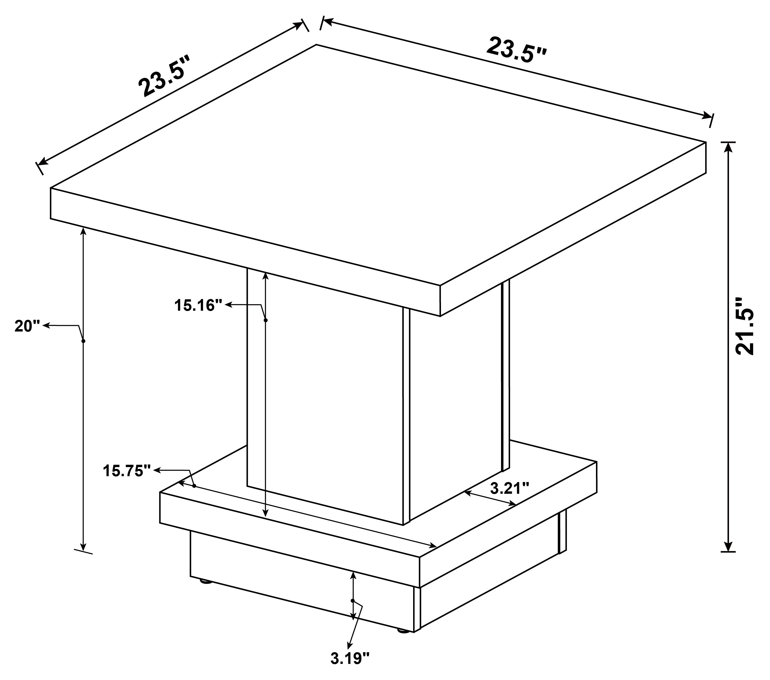 Reston Square Engineered Wood Side End Table Cappuccino — view 5