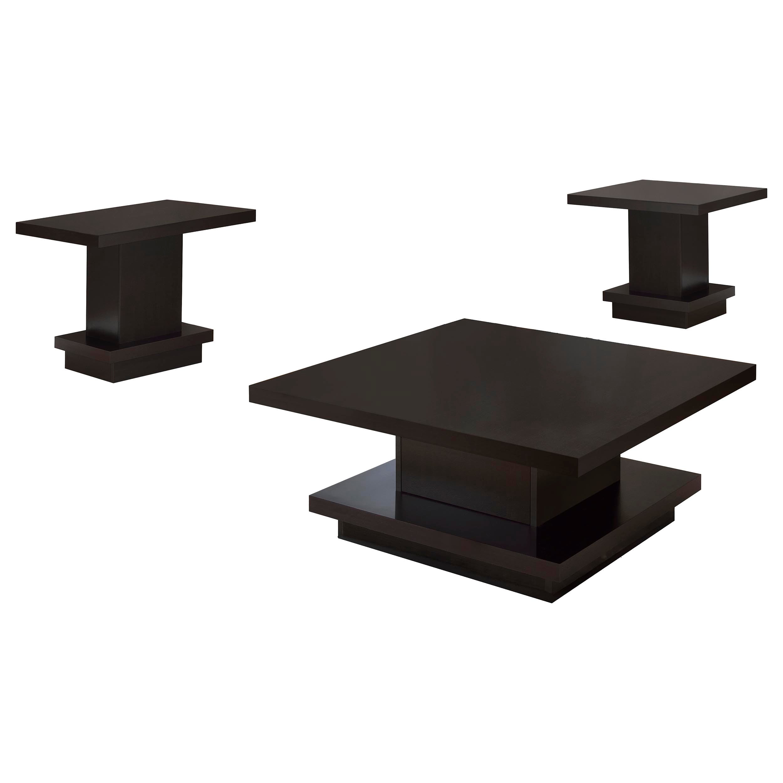Reston 3-piece Square Coffee and End Table Set Cappuccino — view 2