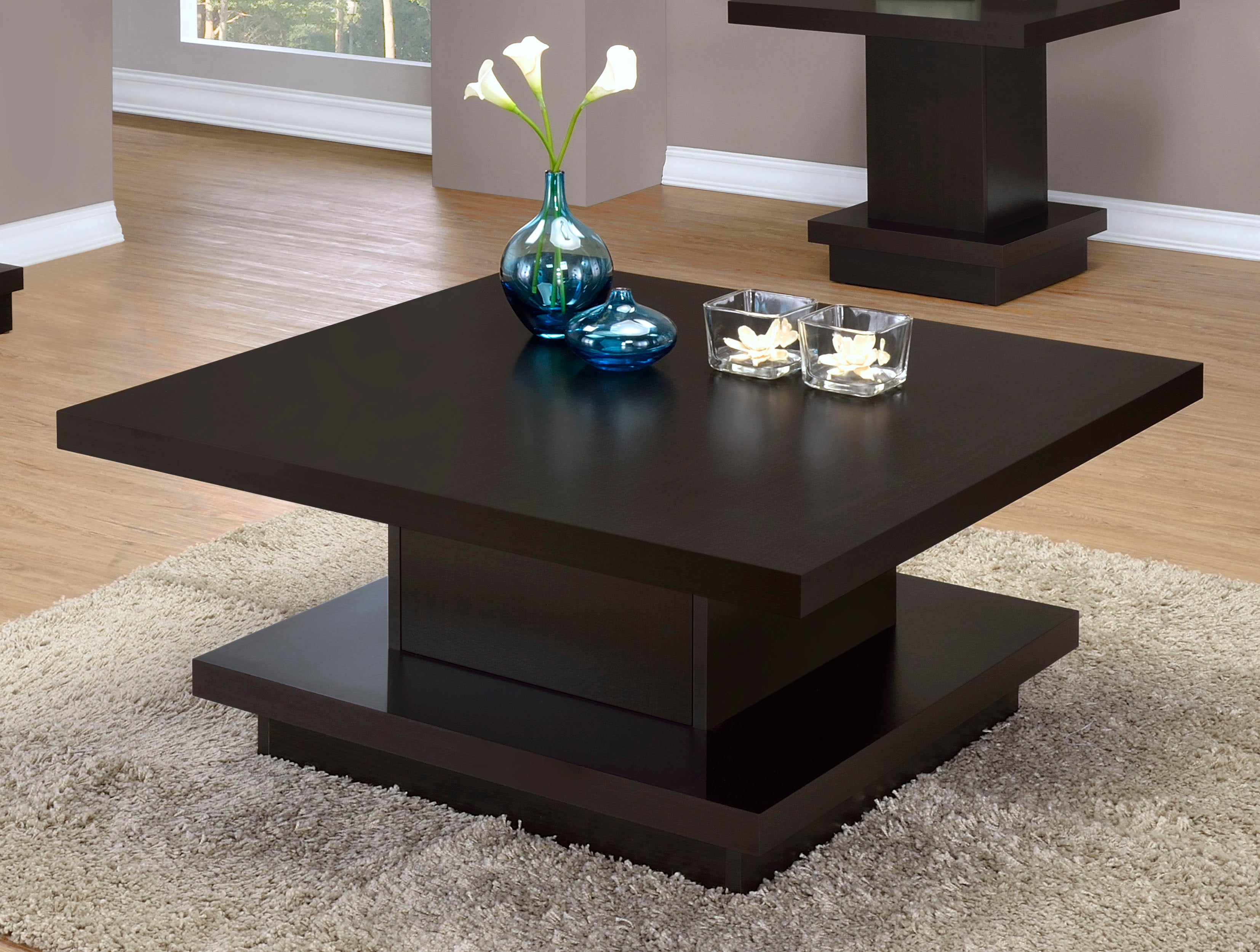 Reston Square Engineered Wood Coffee Table with Casters Cappuccino — view 2