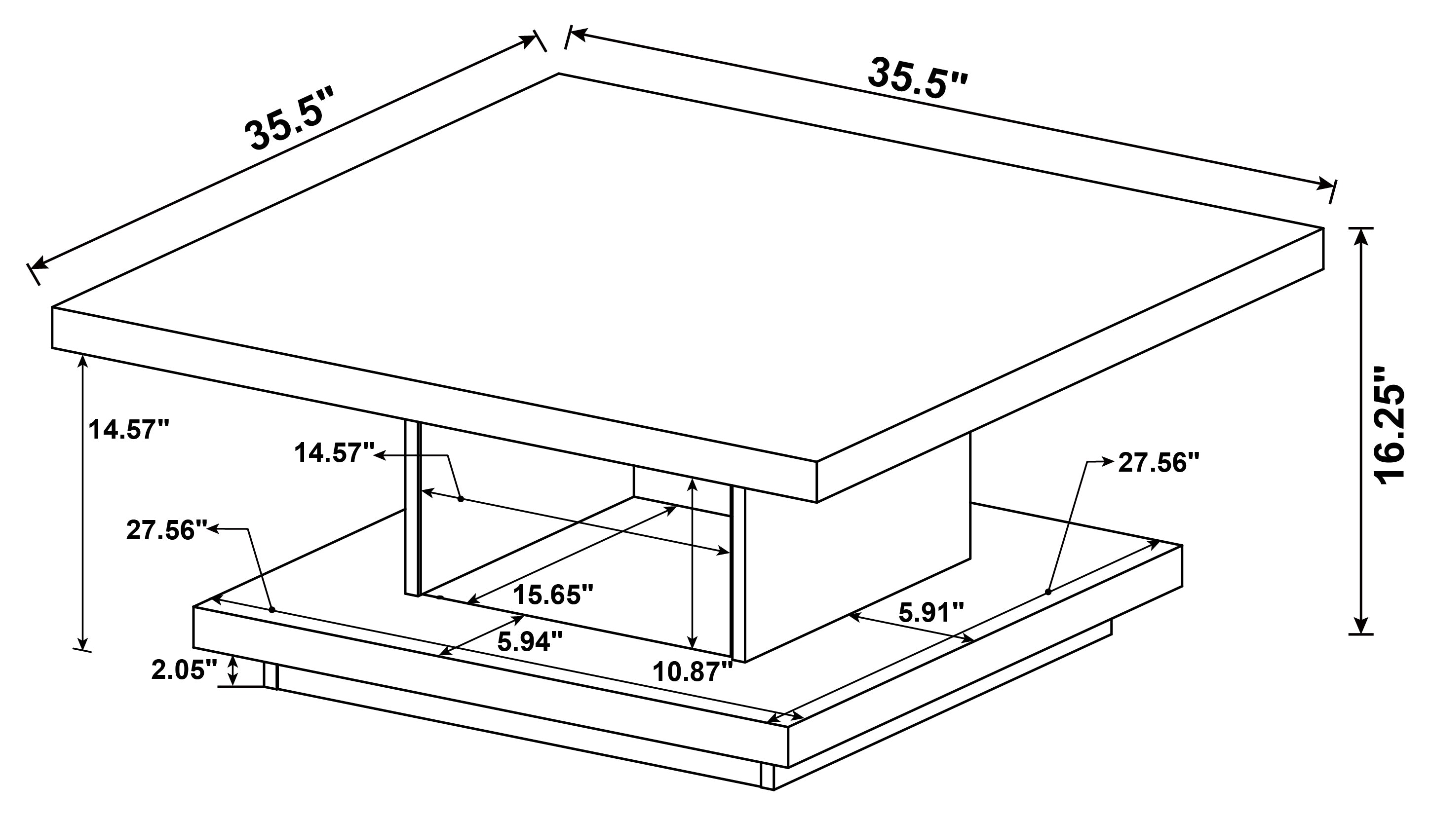 Reston Square Engineered Wood Coffee Table with Casters Cappuccino — view 7