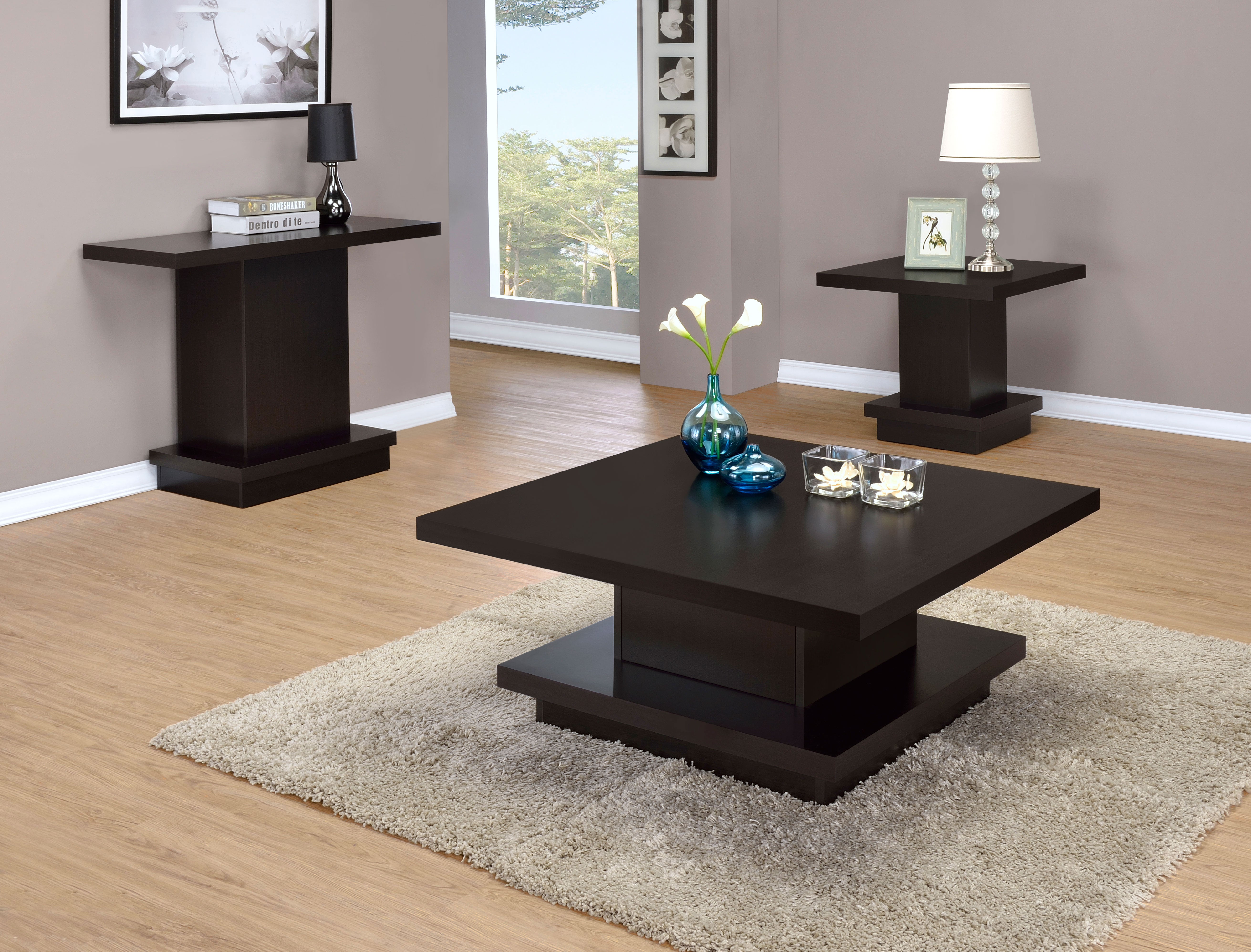 Reston Square Engineered Wood Coffee Table with Casters Cappuccino — view 8