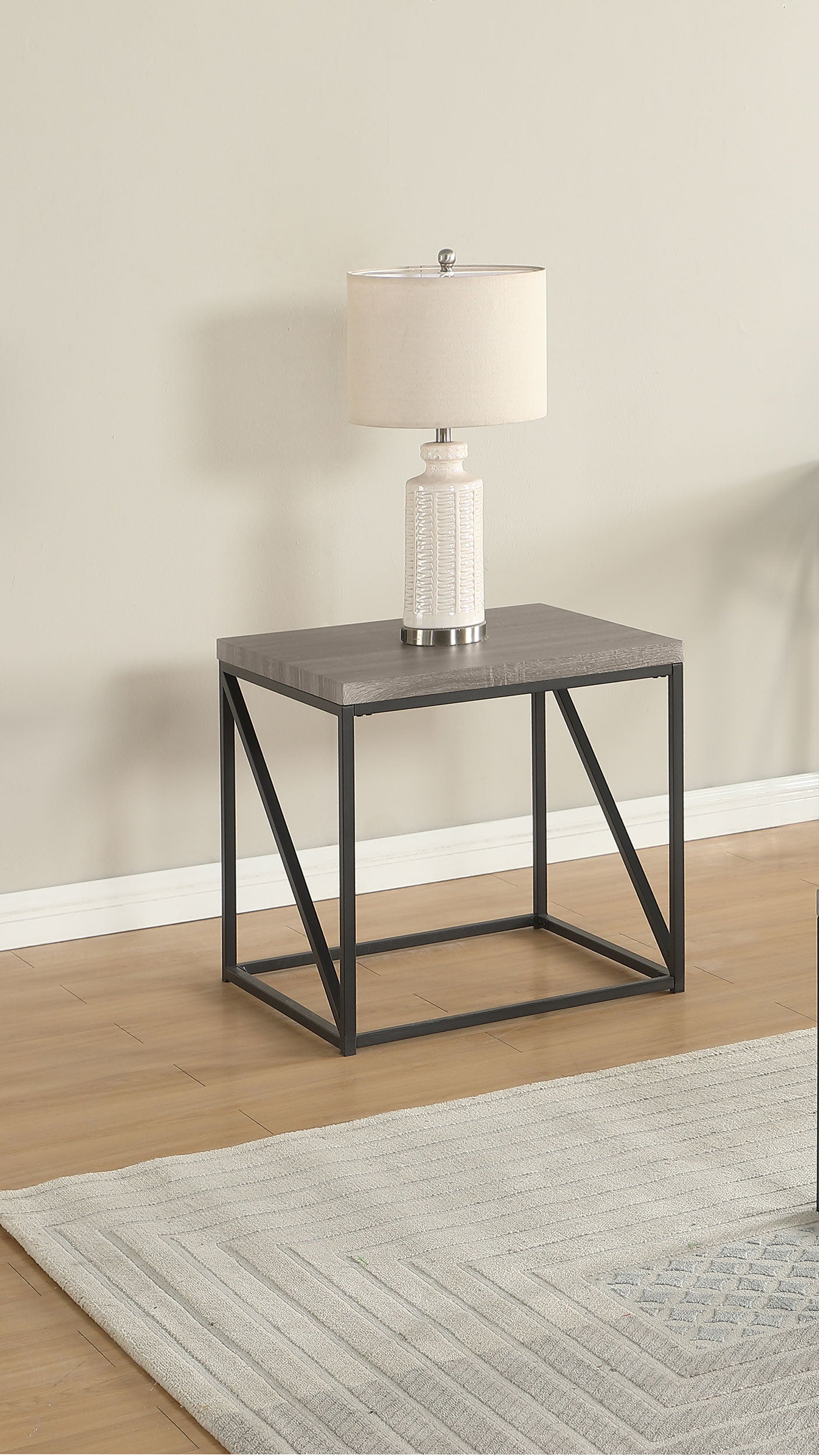 Birdie Square Engineered Wood End Table Sonoma Grey — view 2