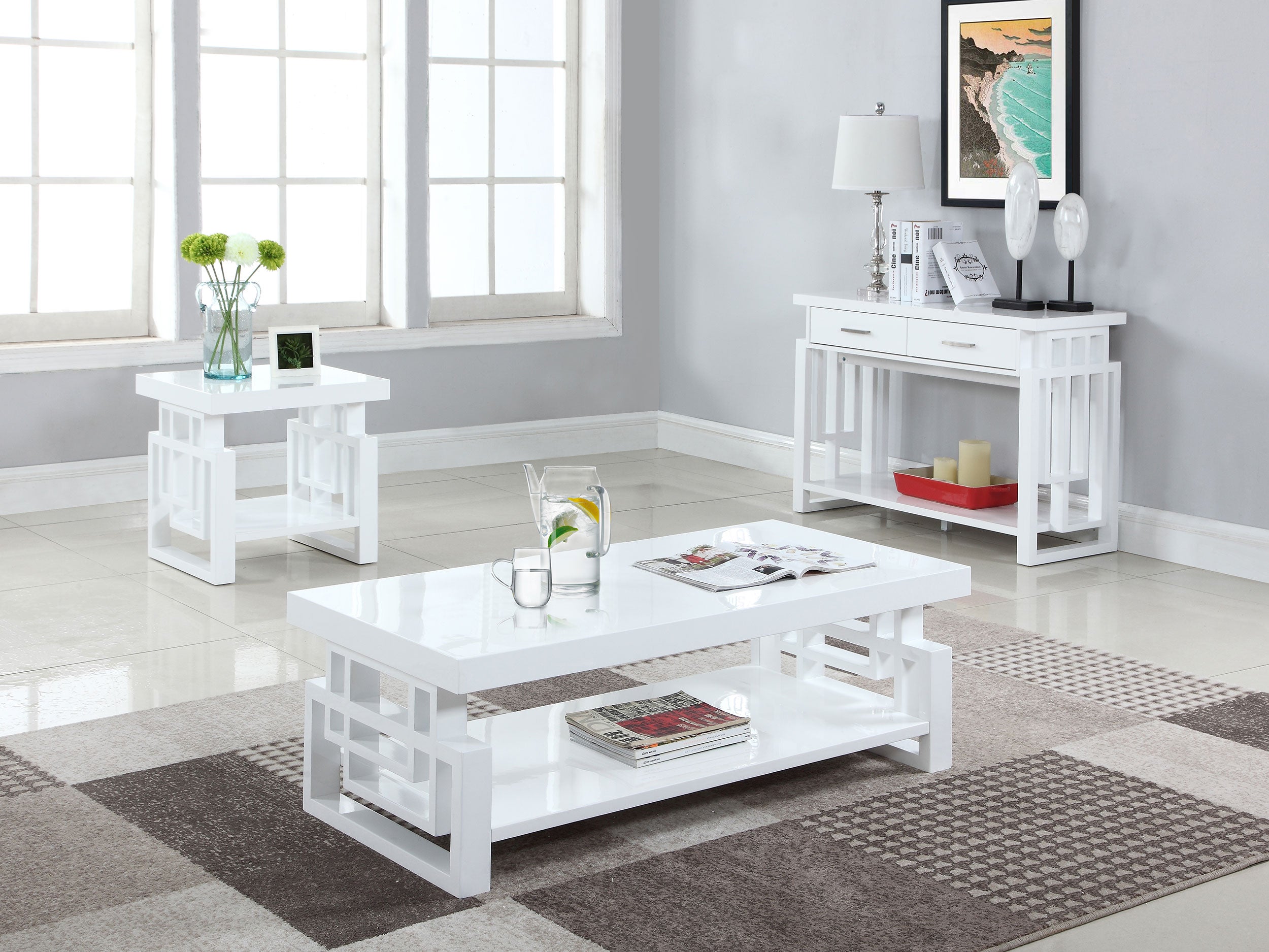 Schmitt Rectangular Side End Table White High Gloss — view 4