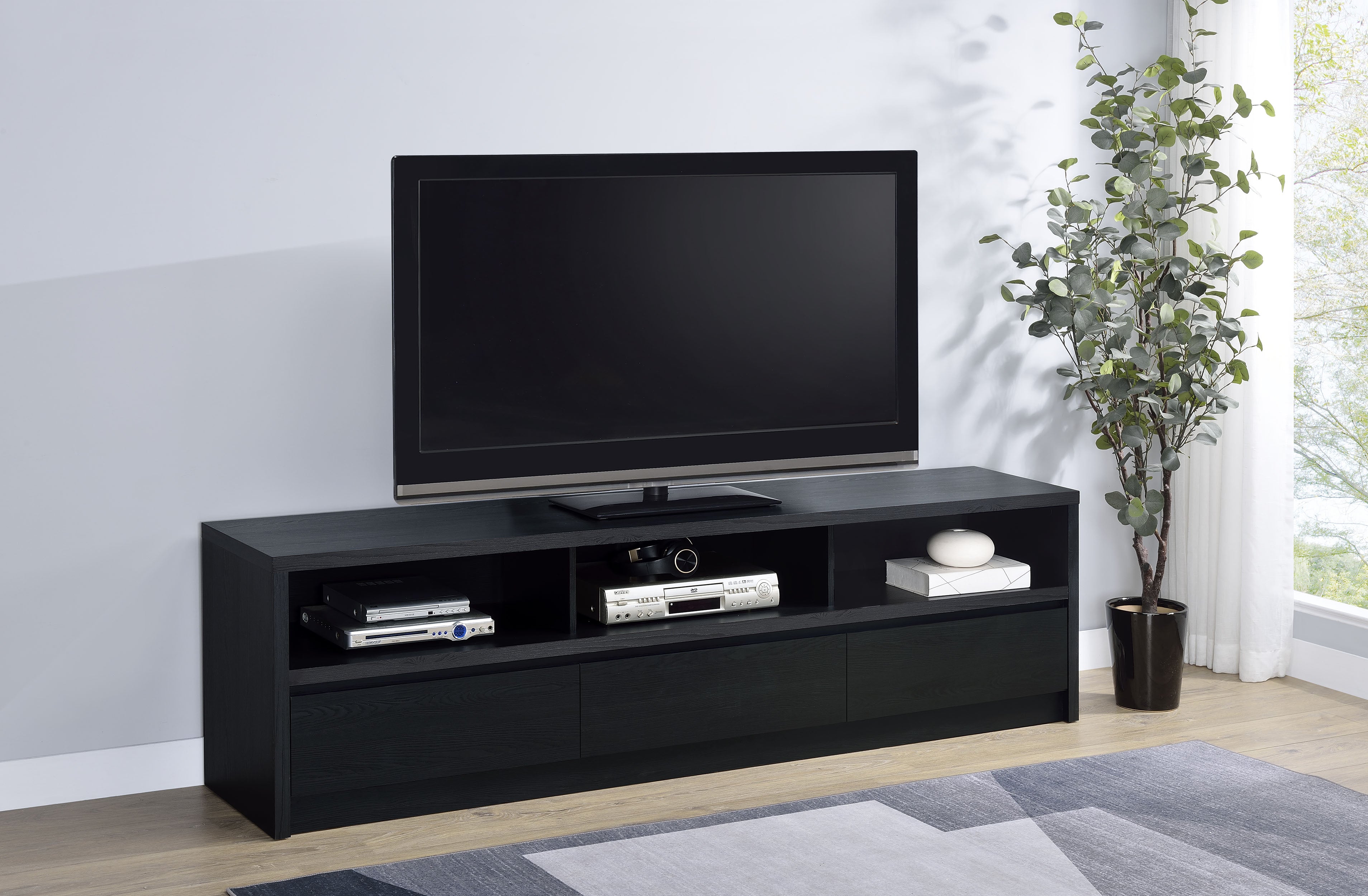 Rutland 78-inch 3-drawer TV Stand Media Console Black — view 2