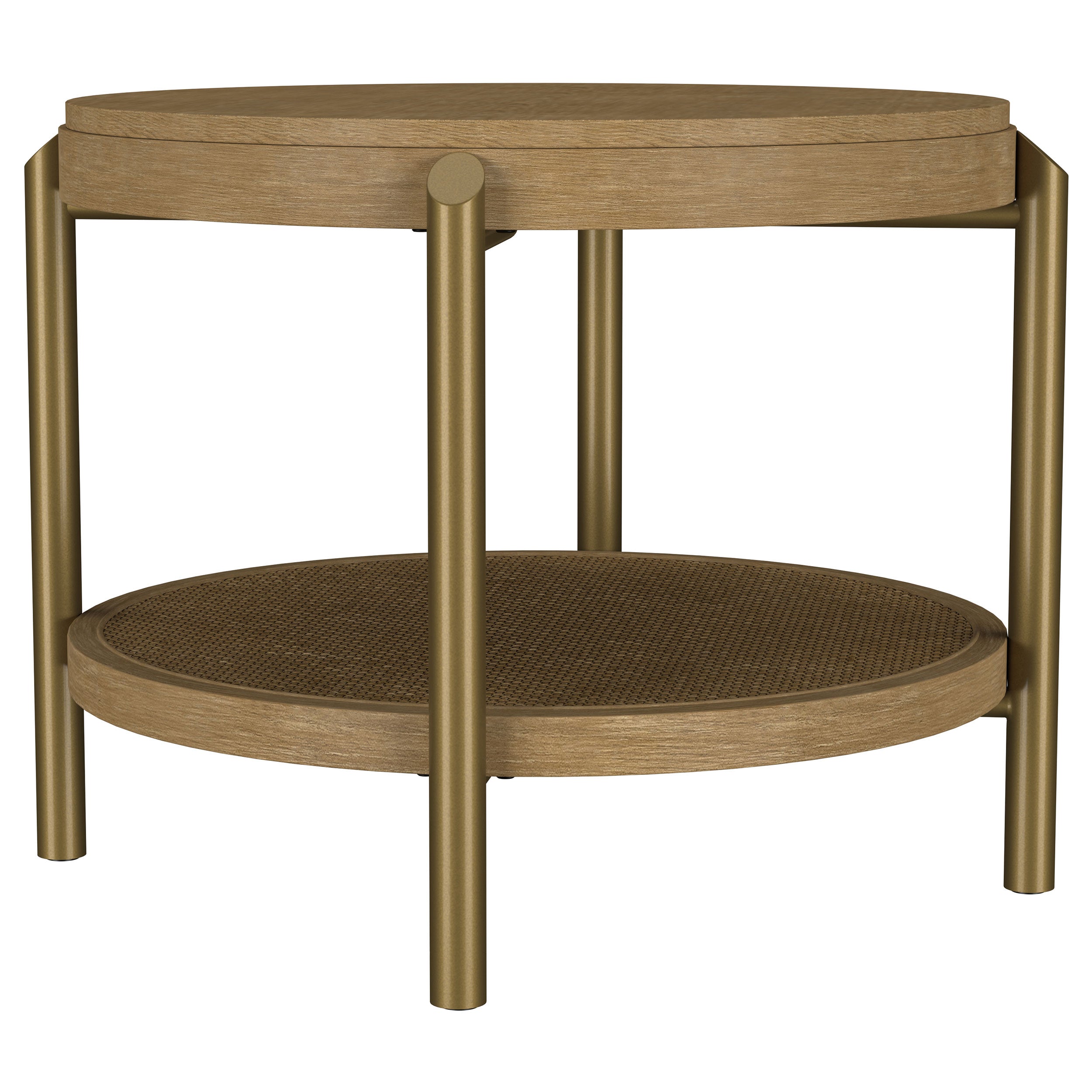 Arini Round End Side Table With Storage Shelf Sand Wash — view 1