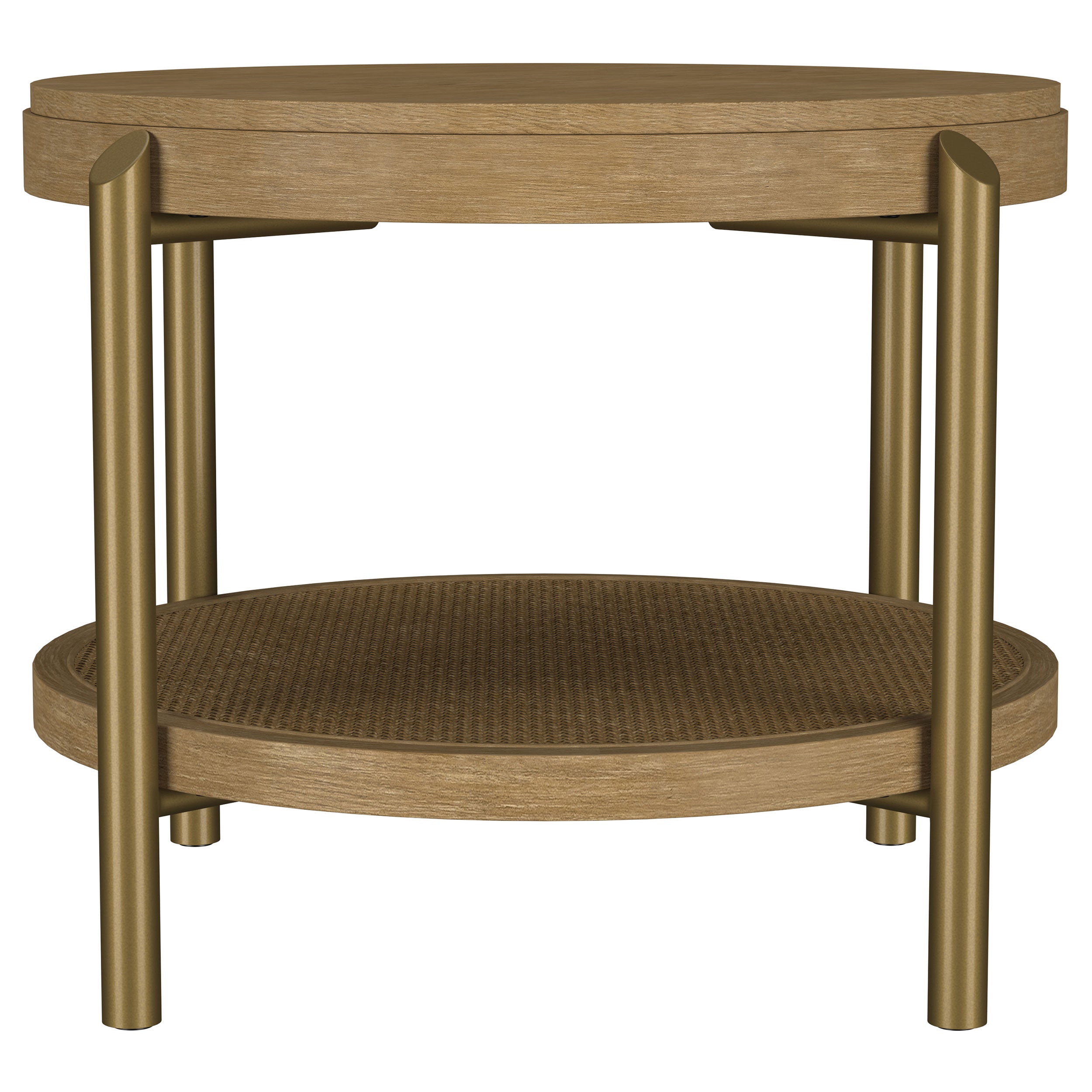 Arini Round End Side Table With Storage Shelf Sand Wash — view 3