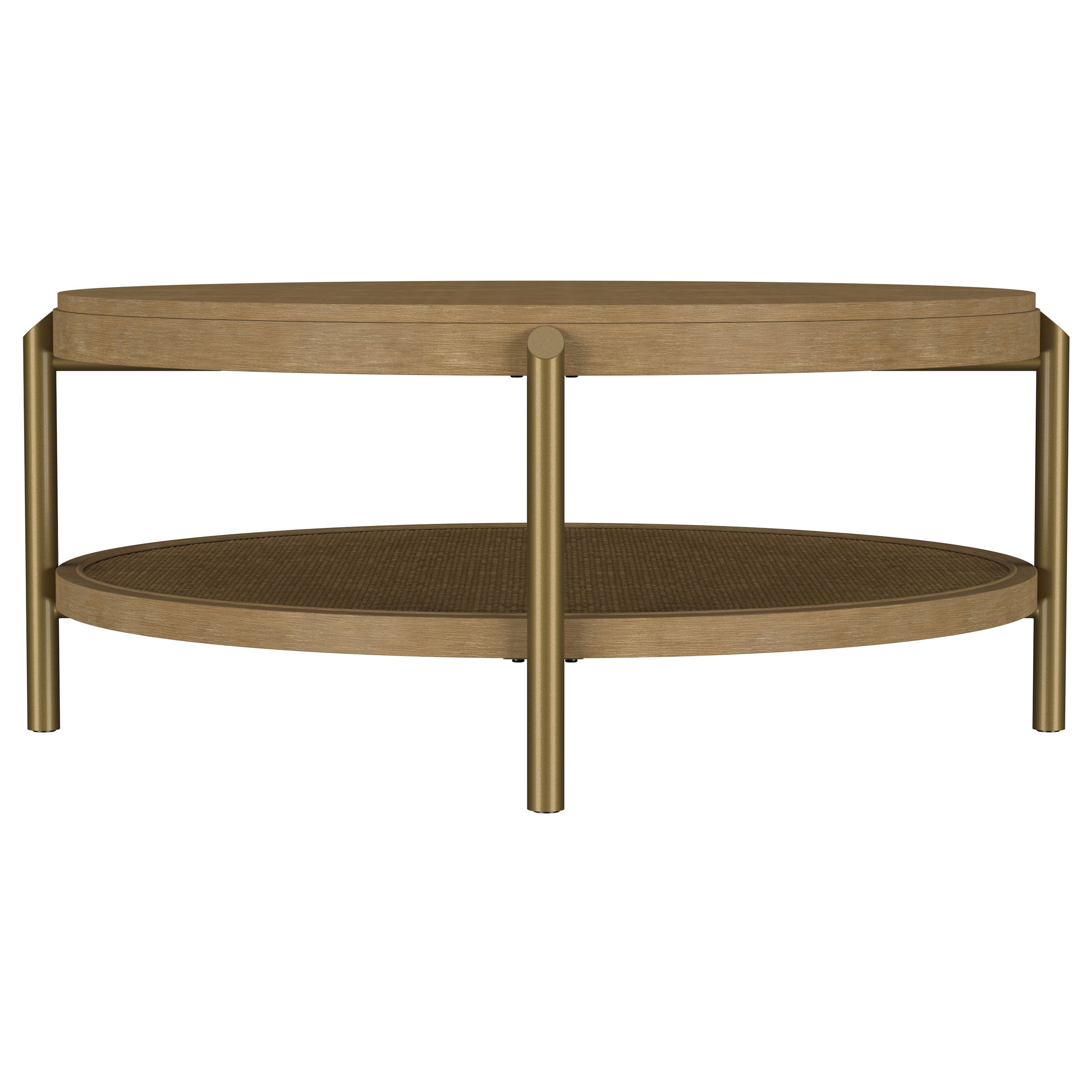 Arini Round Coffee Table With Storage Shelf Sand Wash — view 5