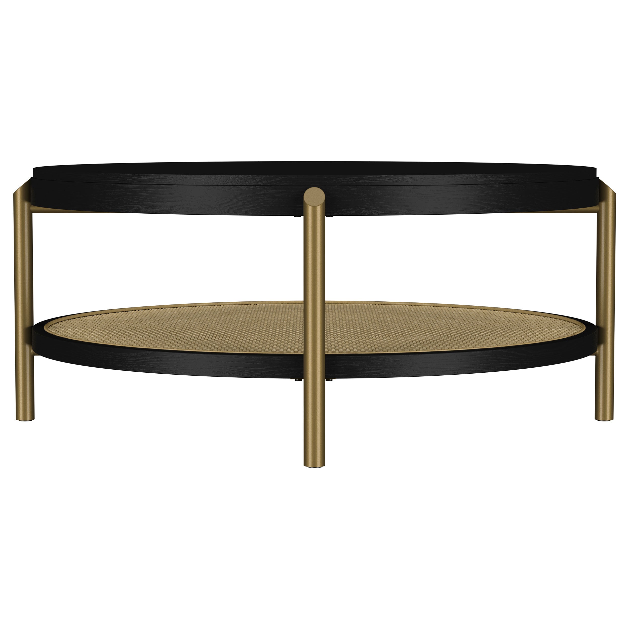 Arini Round Coffee Table With Storage Shelf Black — view 5