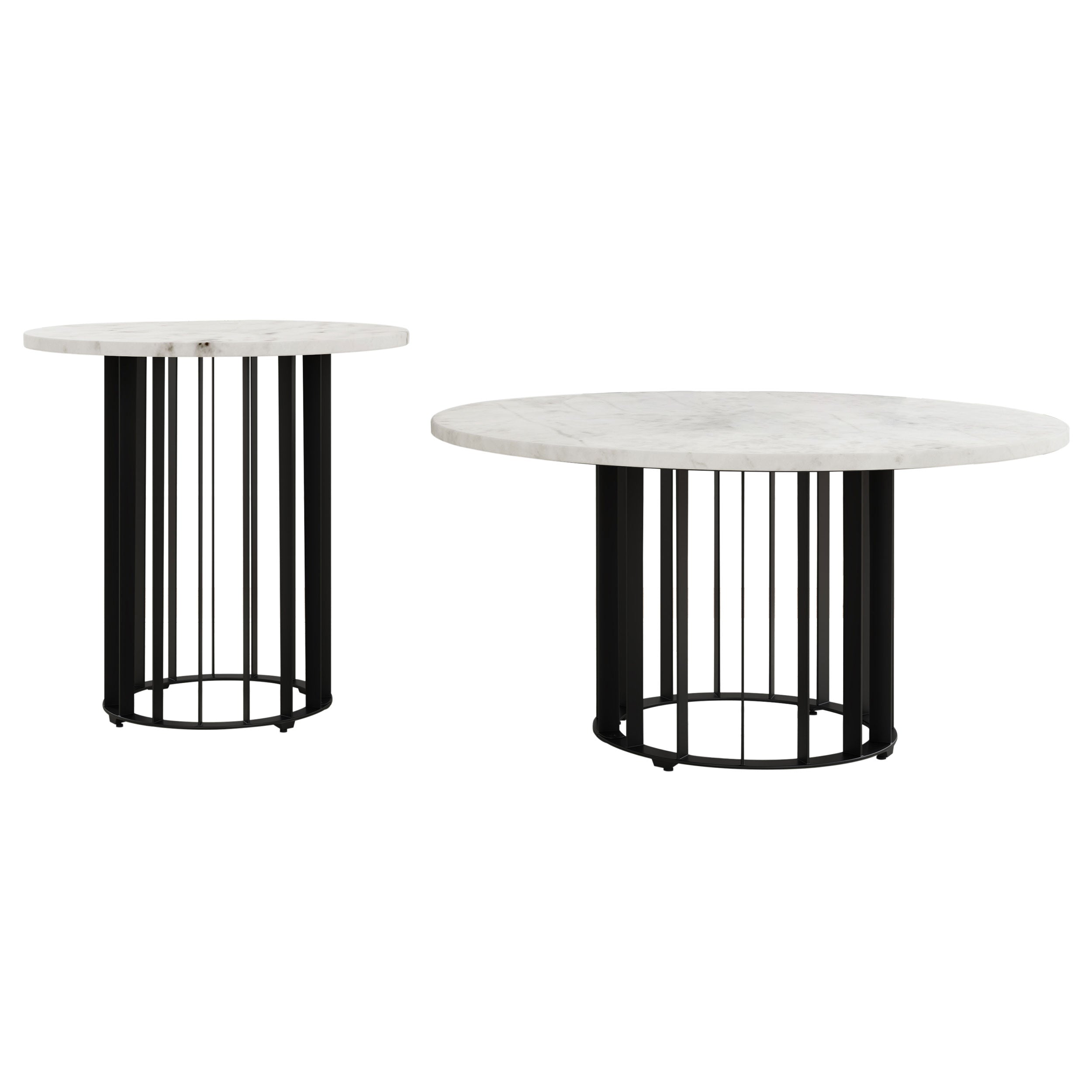 Haven 2-piece Round Marble Coffee and End Table Set Black — view 2