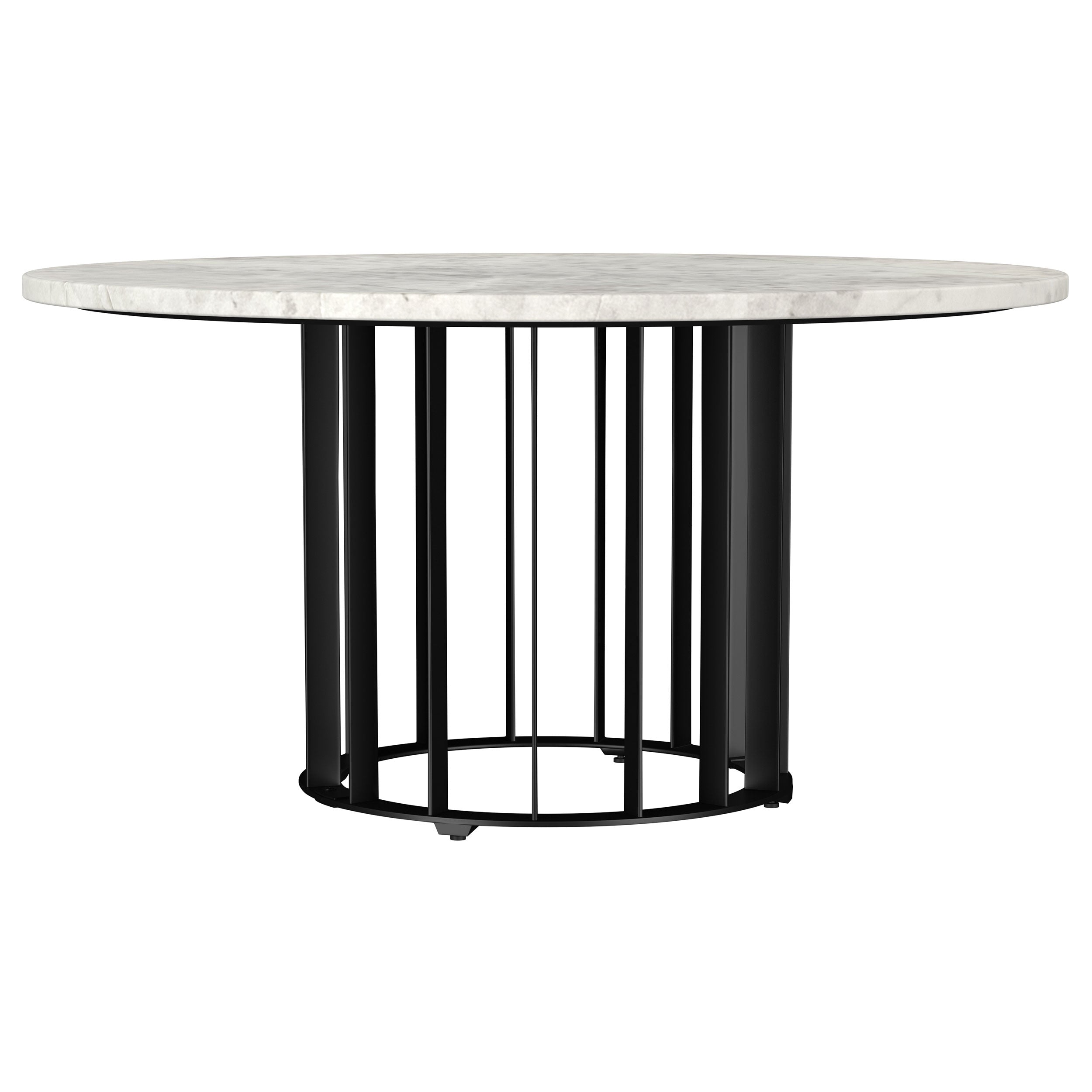 Haven Round Genuine White Marble Top Coffee Table Black — view 1
