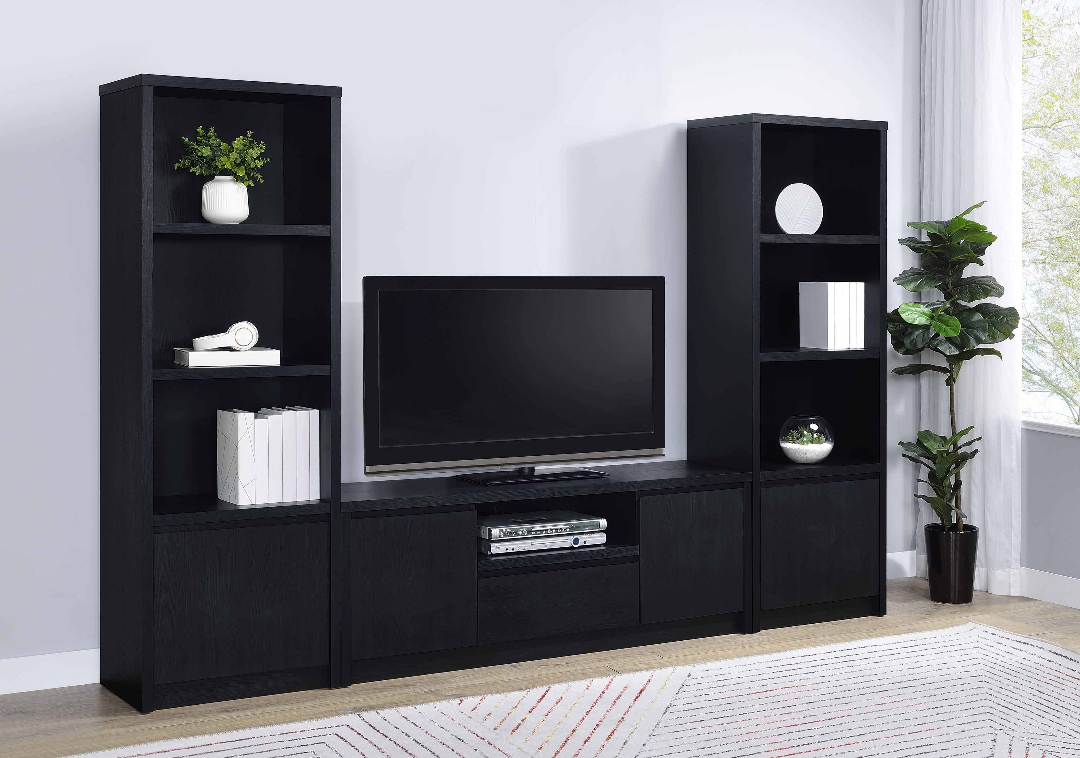 Winfield 3-piece Entertainment Center 60-inch TV Stand Black — view 1