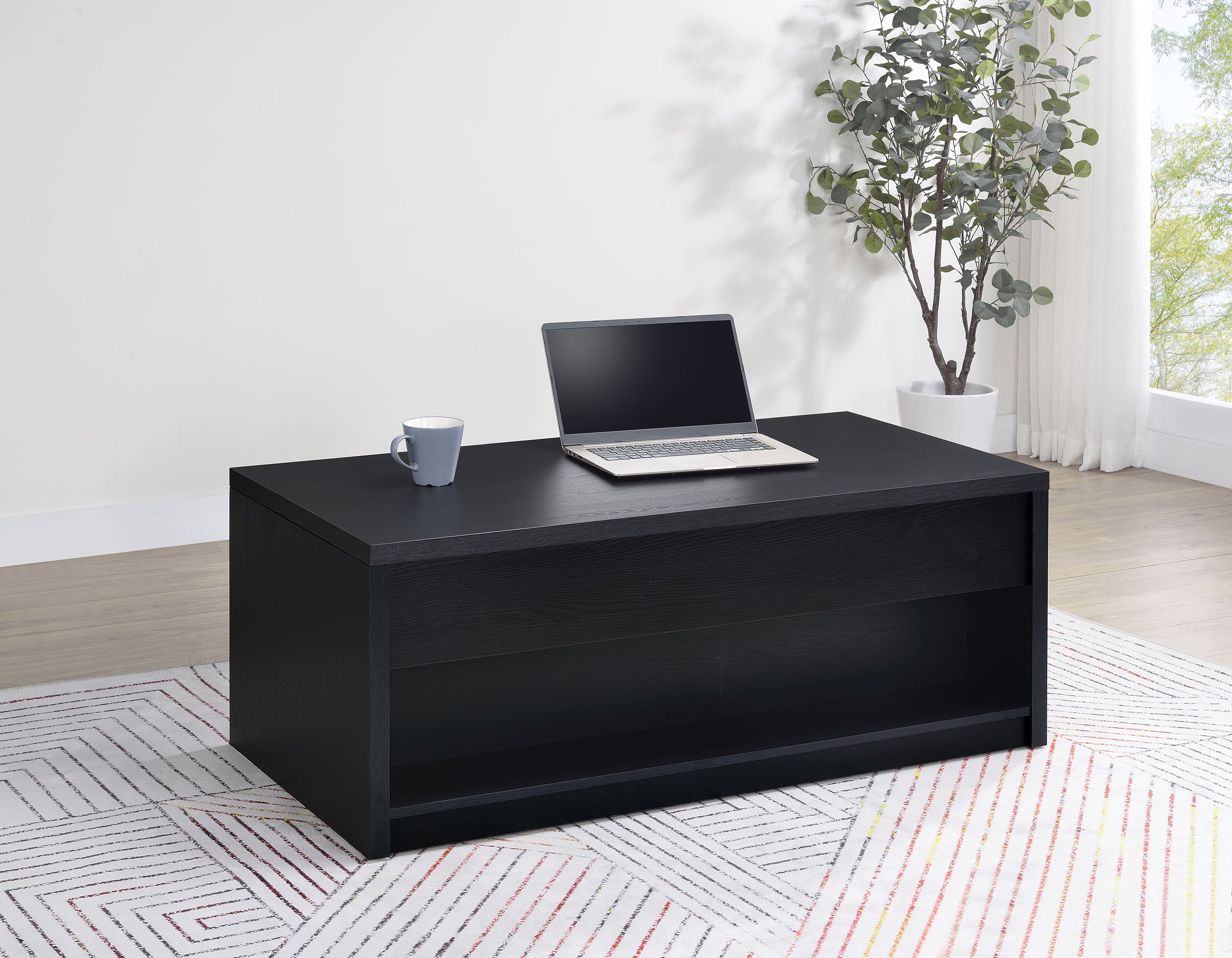 Knapp Lift Top Cocktail Coffee Table with Dual Drawers Black — view 3
