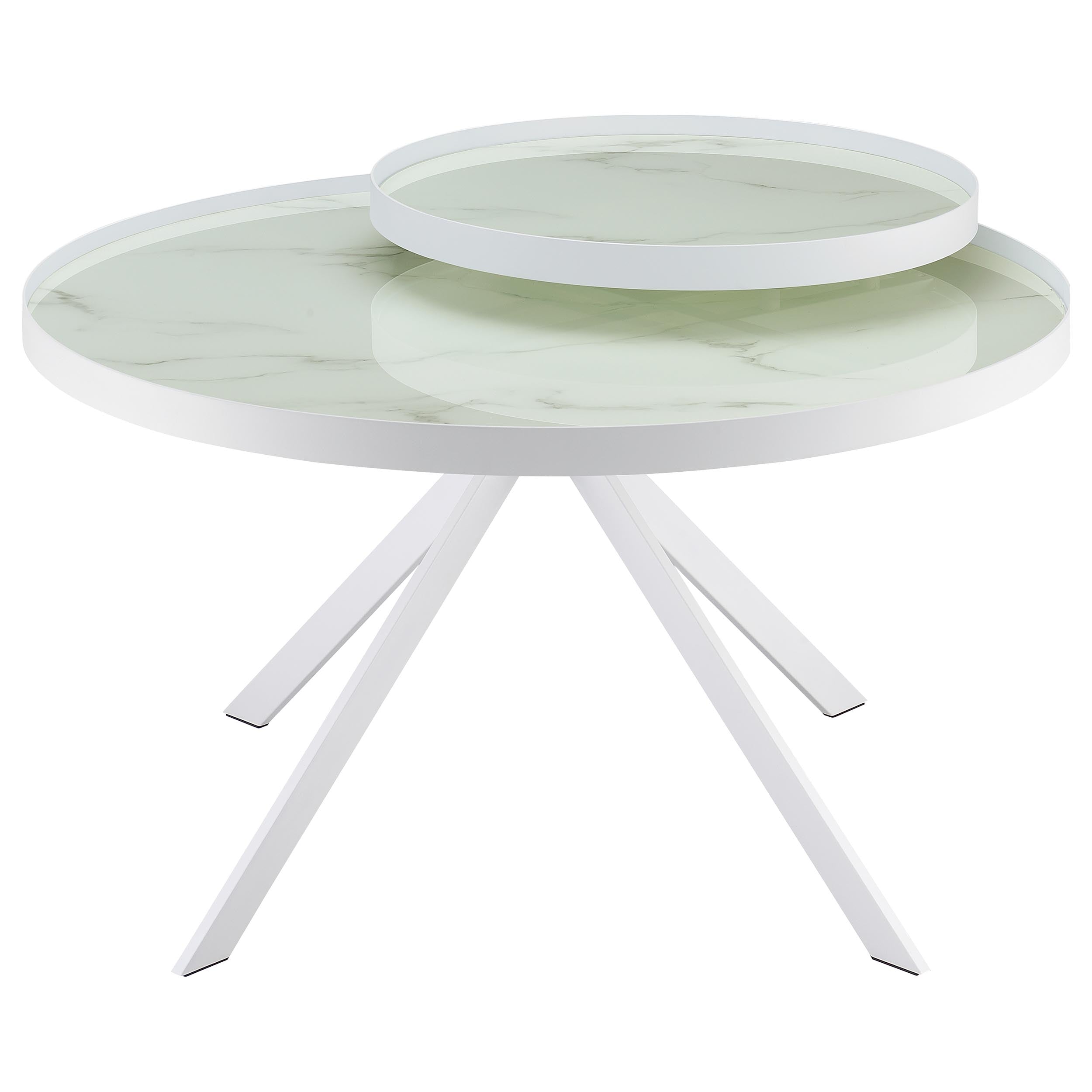 Briggs Round Marble Printed Glass Top Coffee Table White — view 5