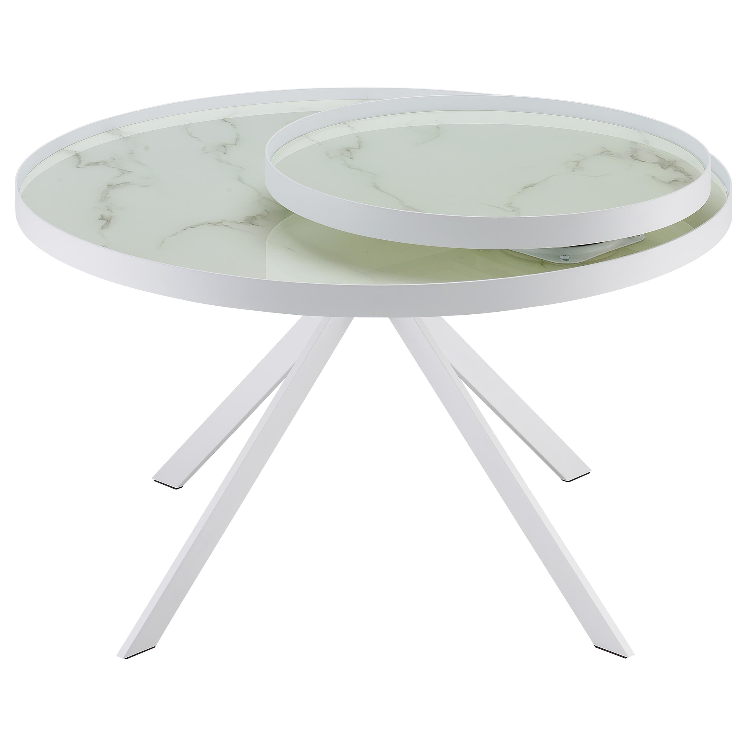 Briggs Round Marble Printed Glass Top Coffee Table White — view 6